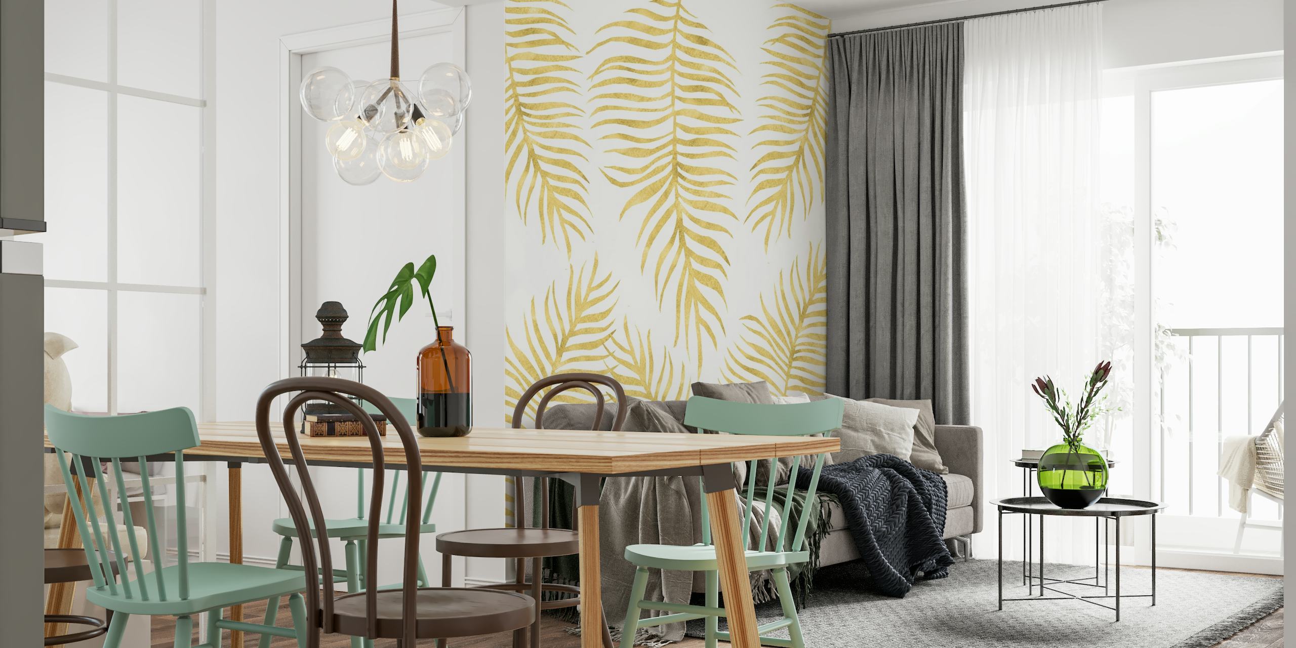 Picture of Happywall's Gold Fern Pattern Wallpaper Design