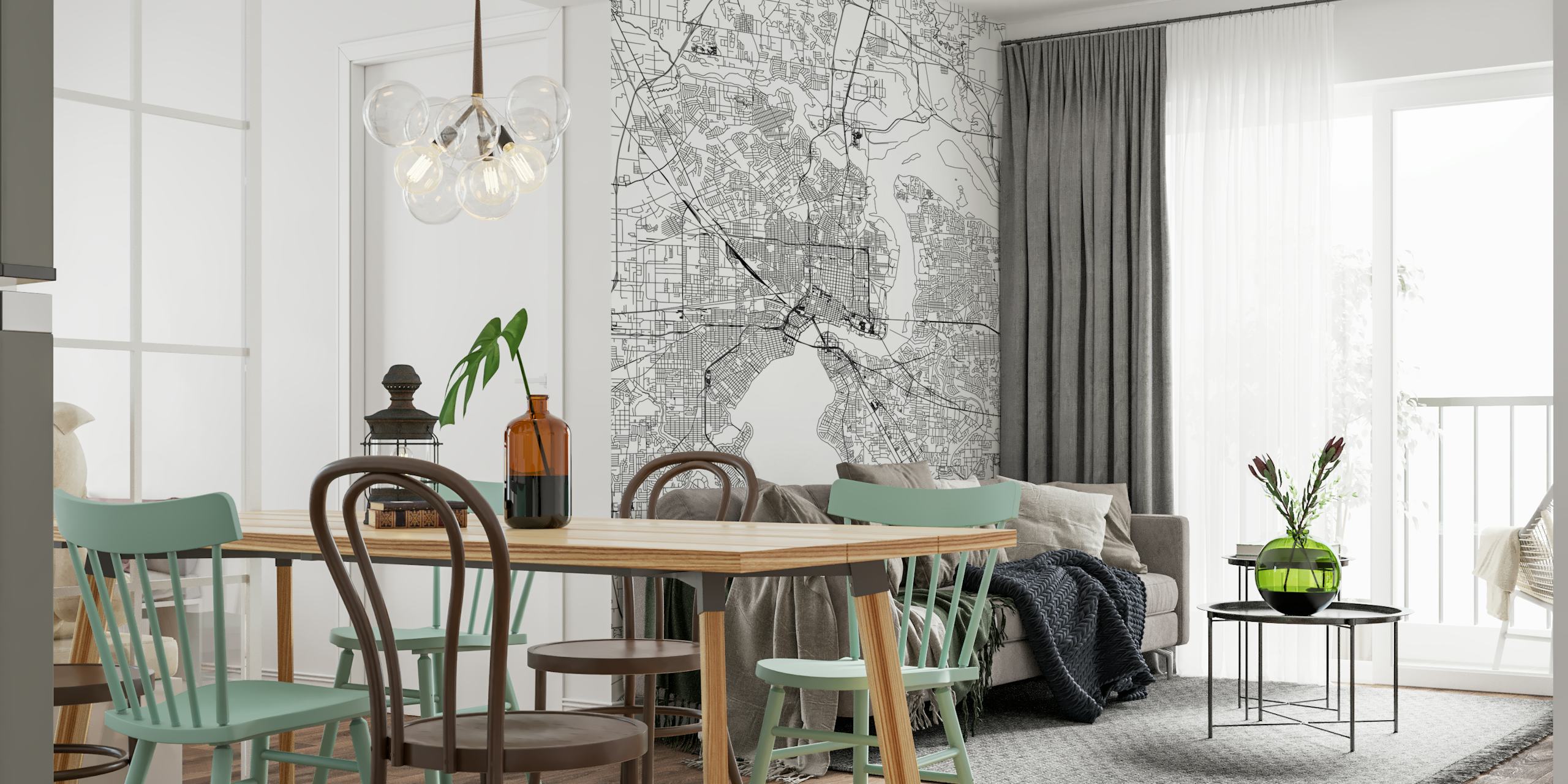 Black and white Jacksonville map design wallpaper
