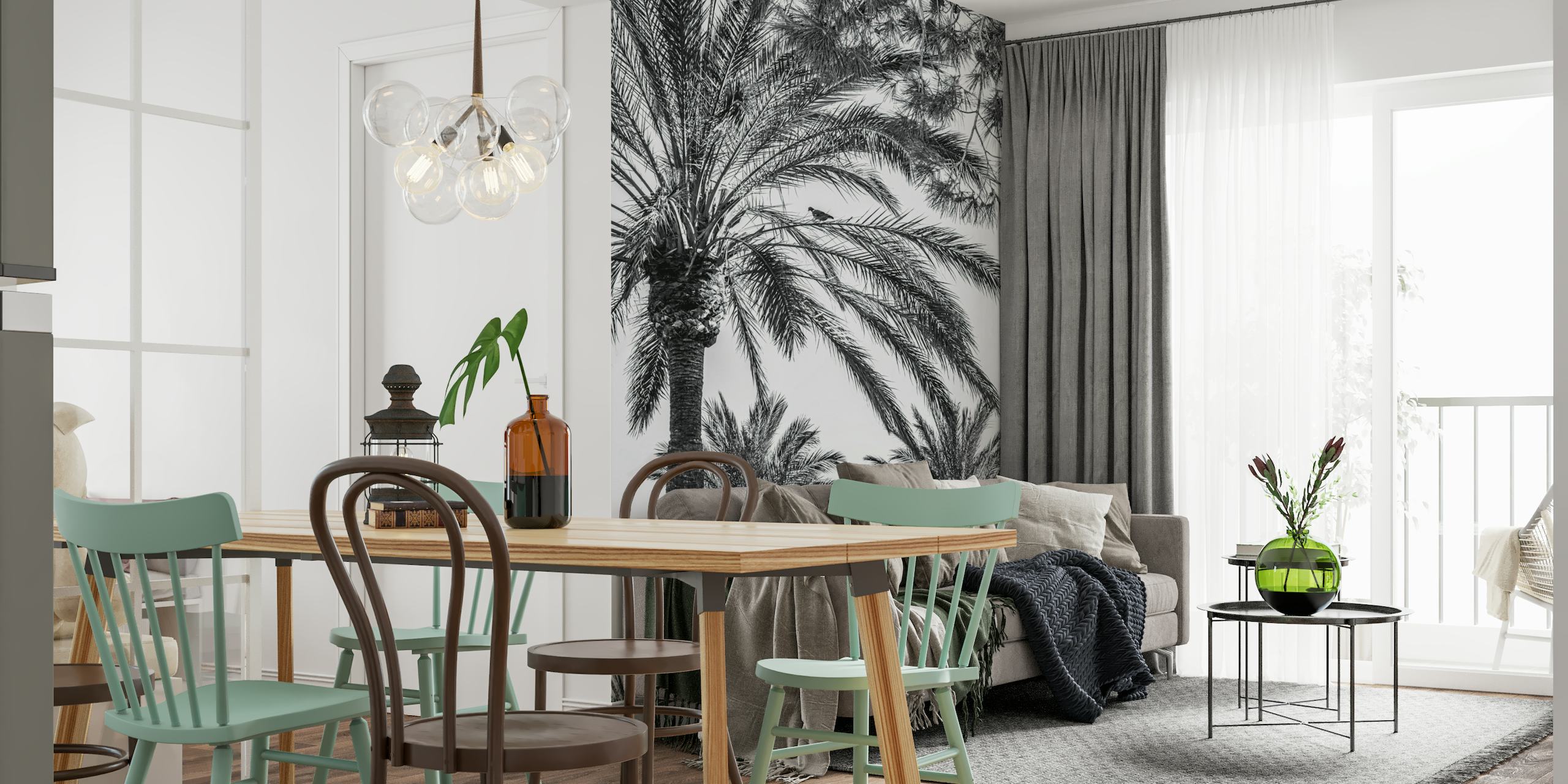 Tropical forest palm trees papel pintado