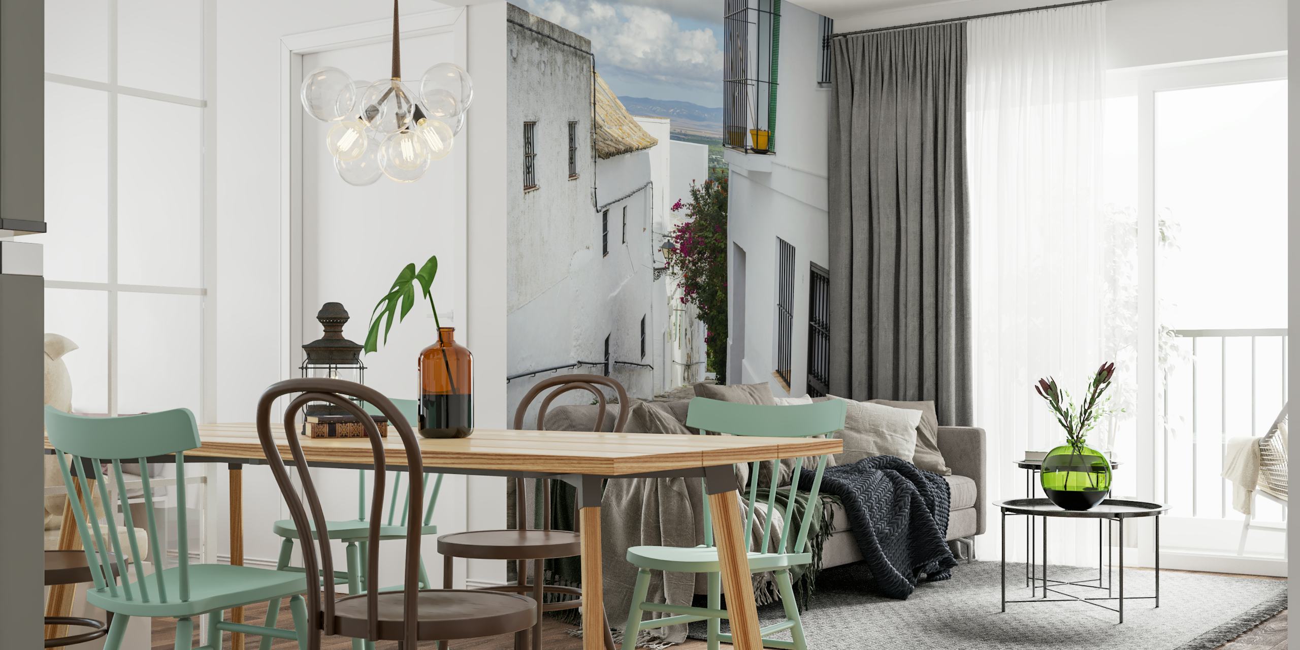 Ταπετσαρία Andalusia White Village σε ένα δωμάτιο