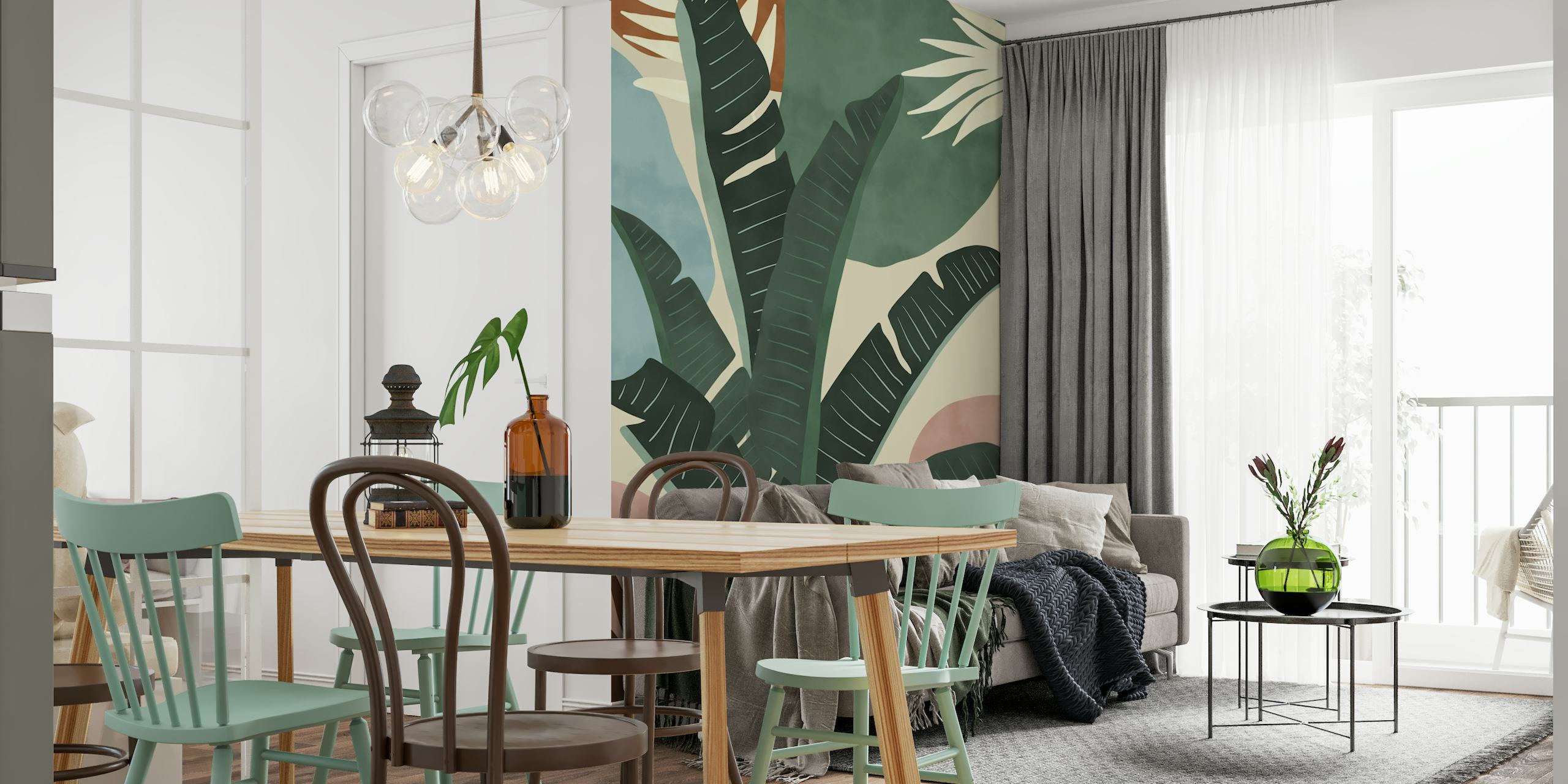 Modern jungle shapes behang