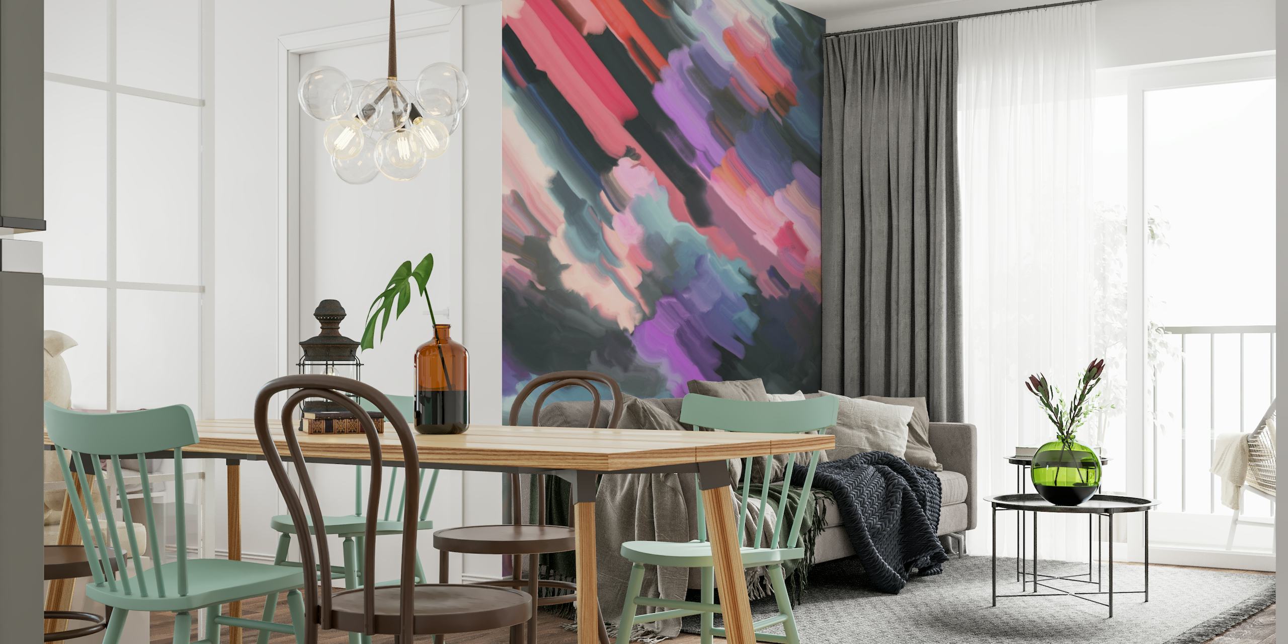Colorful modern paintstrokes wallpaper