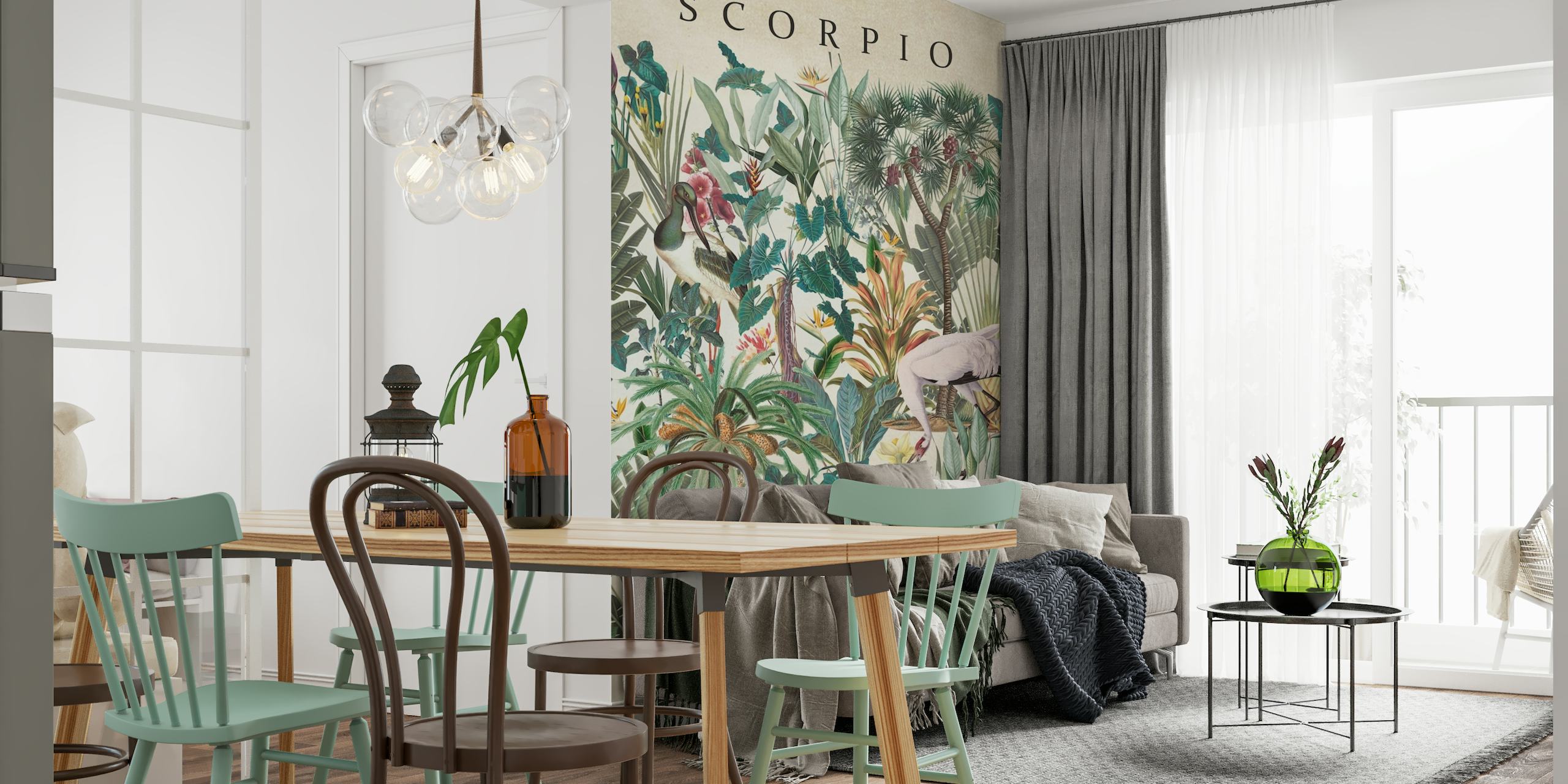 Scorpio Wallpaper with Intricate Flora and Fauna Design