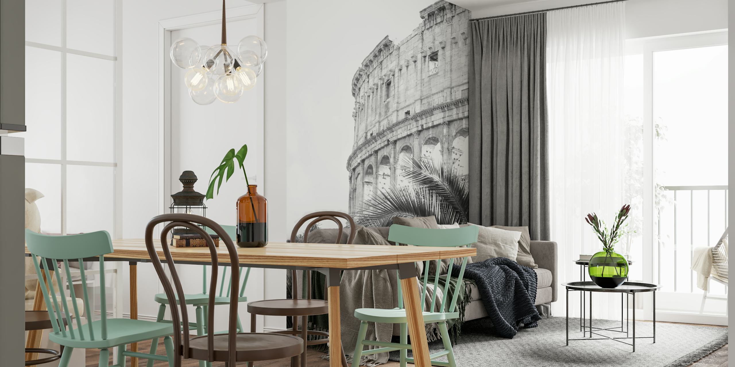 Colosseum in Rome with palm leaves wallpaper