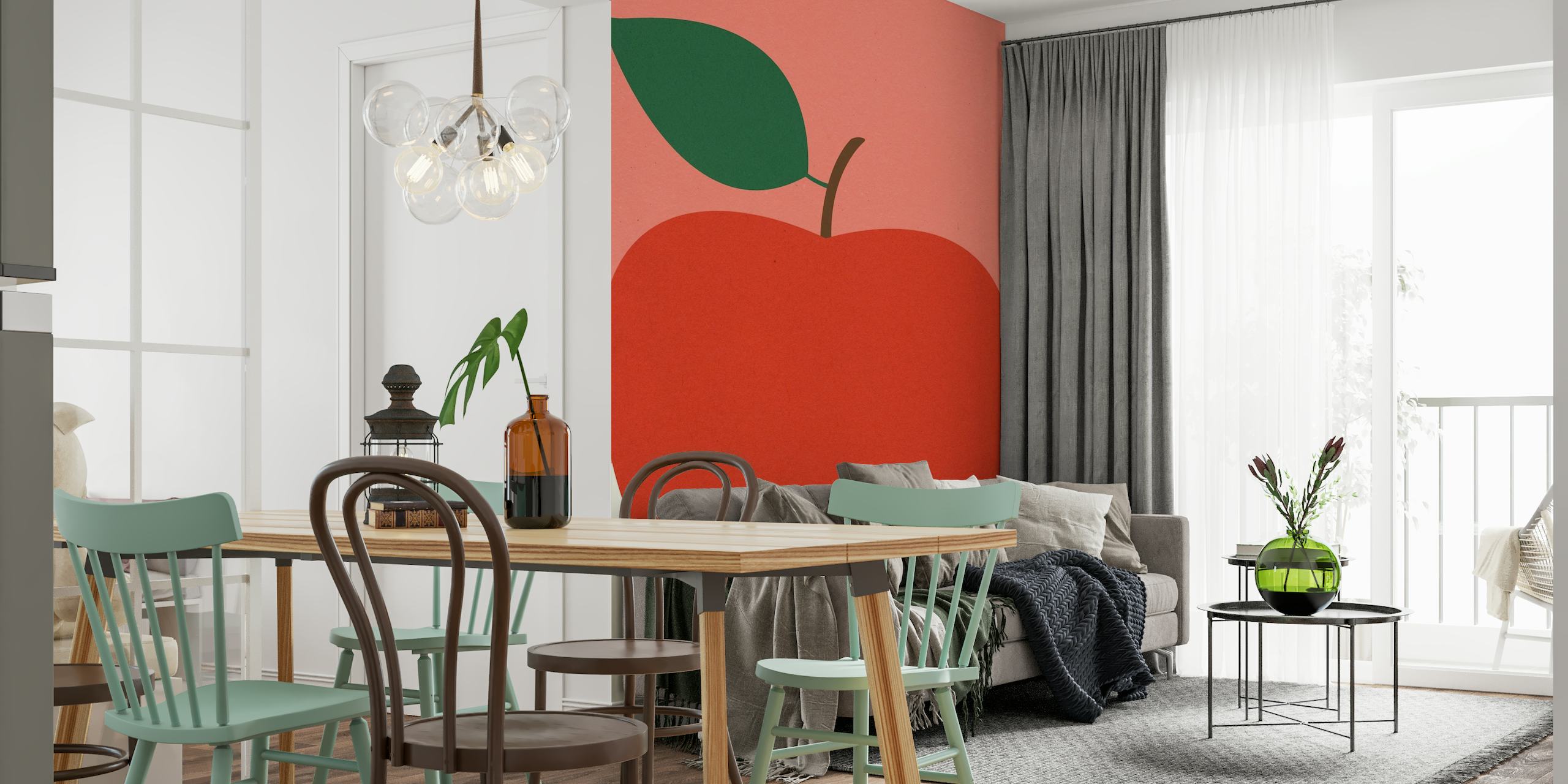 Red Apple White Table ταπετσαρία