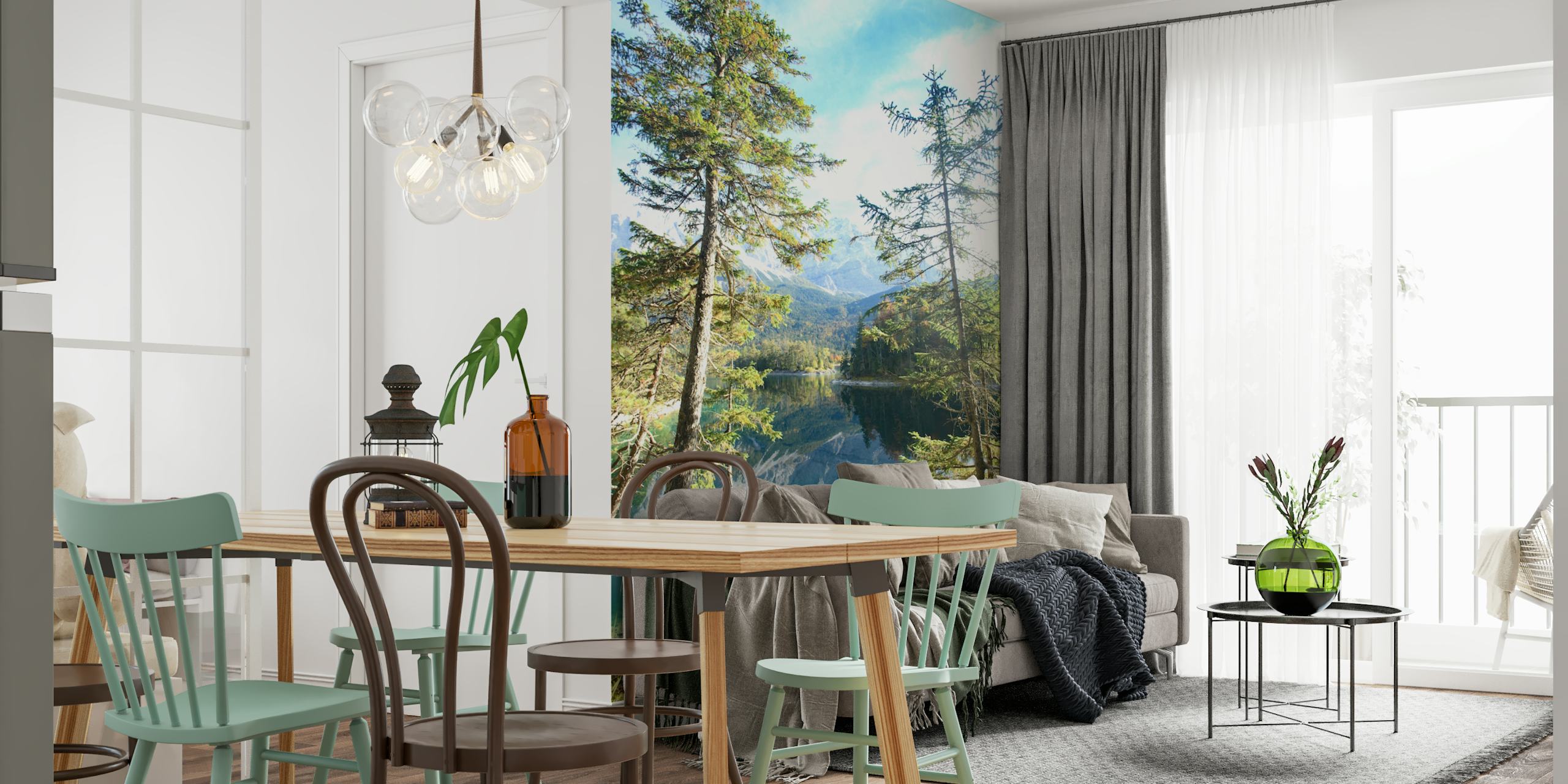 Mountain Lake Bliss 2 wallpaper in een kamer