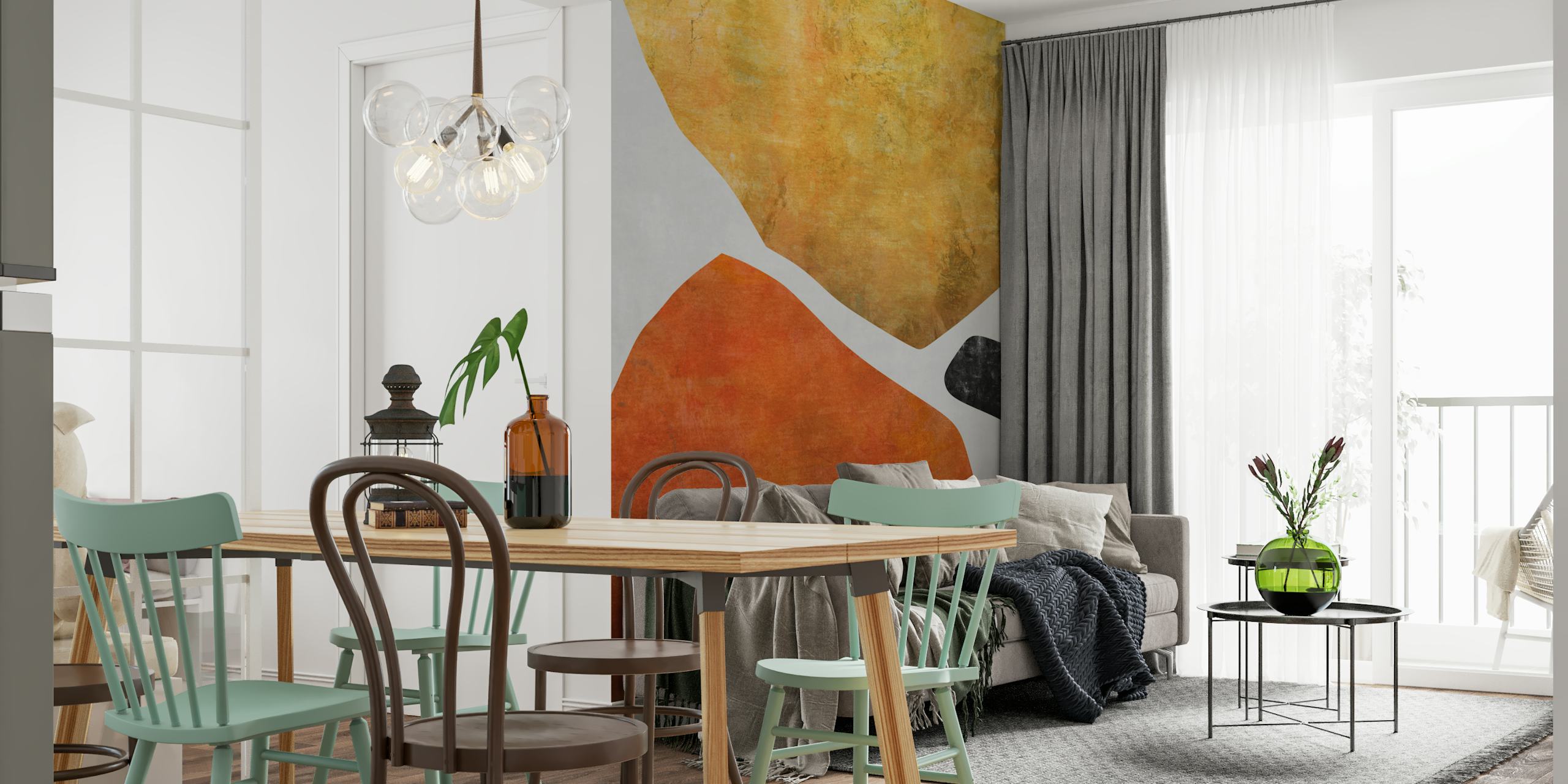 Abstract wall mural Organic Shapes 10 featuring earthy tones and minimalistic design