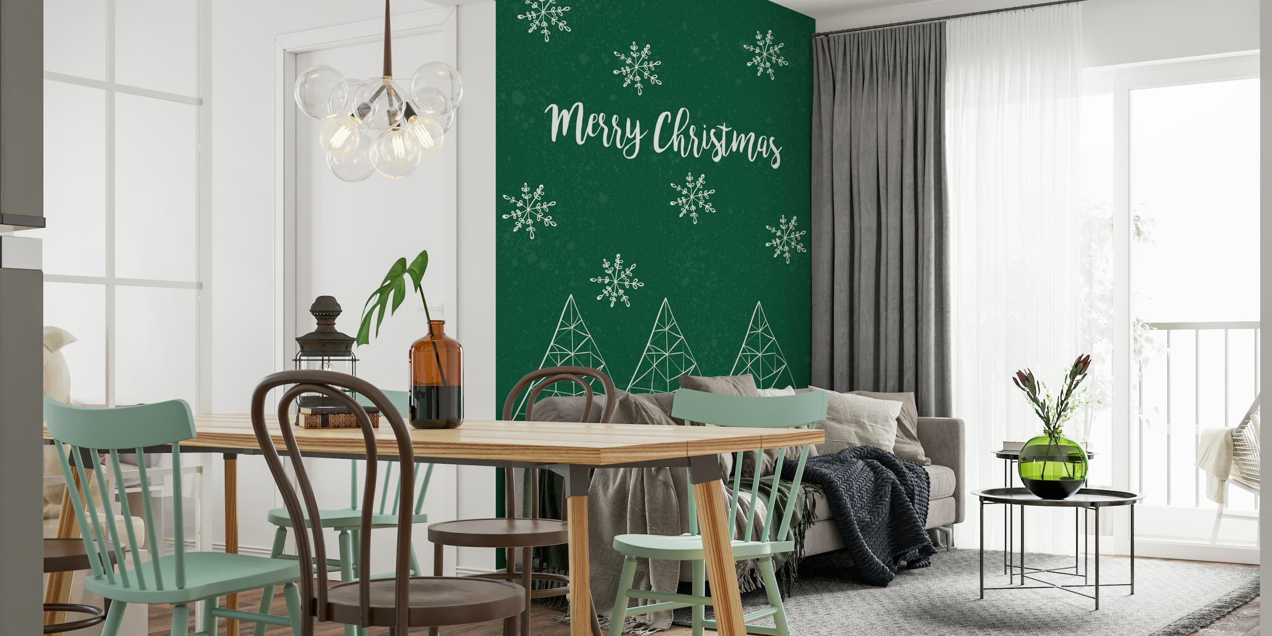Merry Christmas Green behang