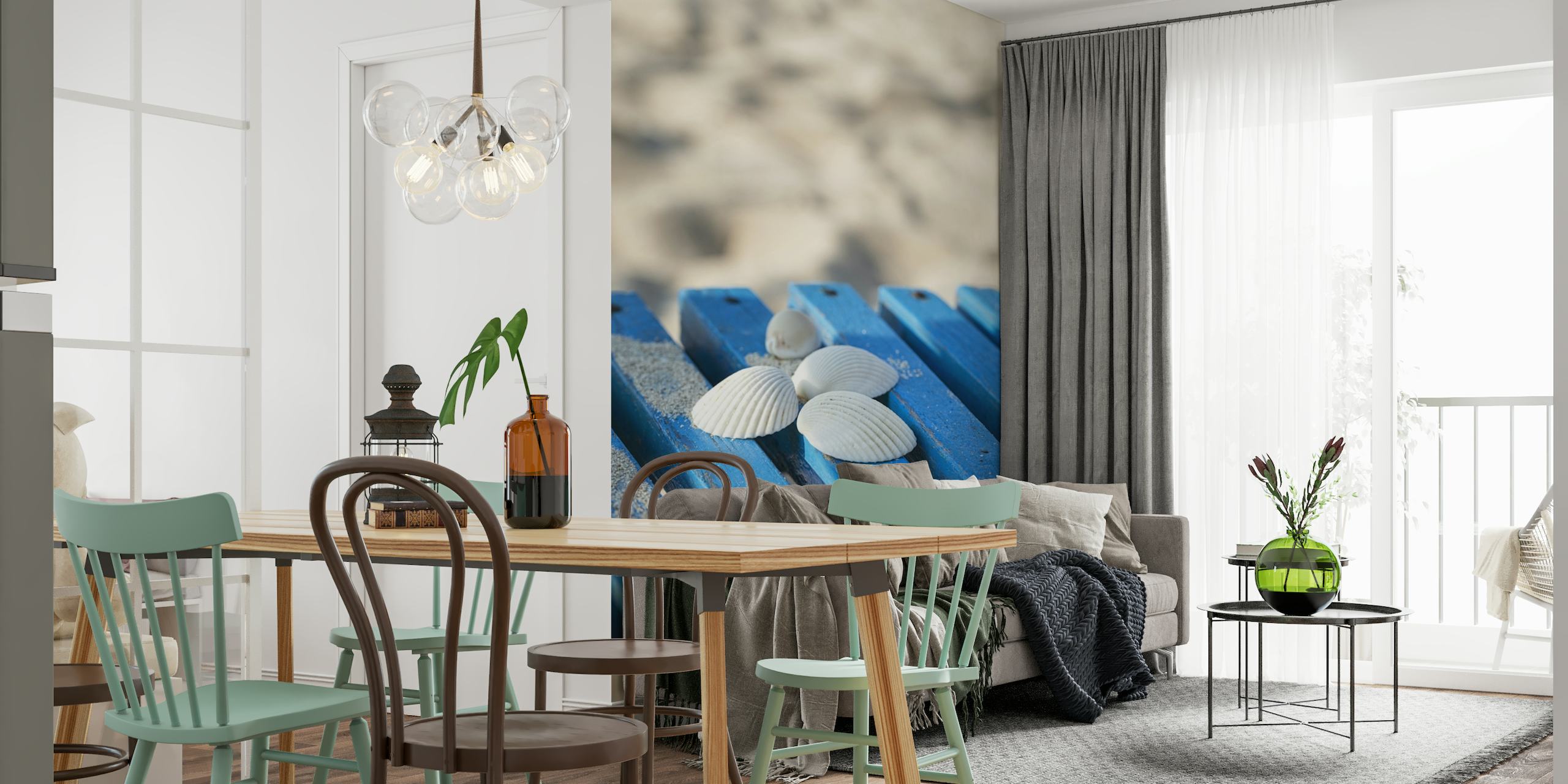 White Shells On A Blue Chair wallpaper