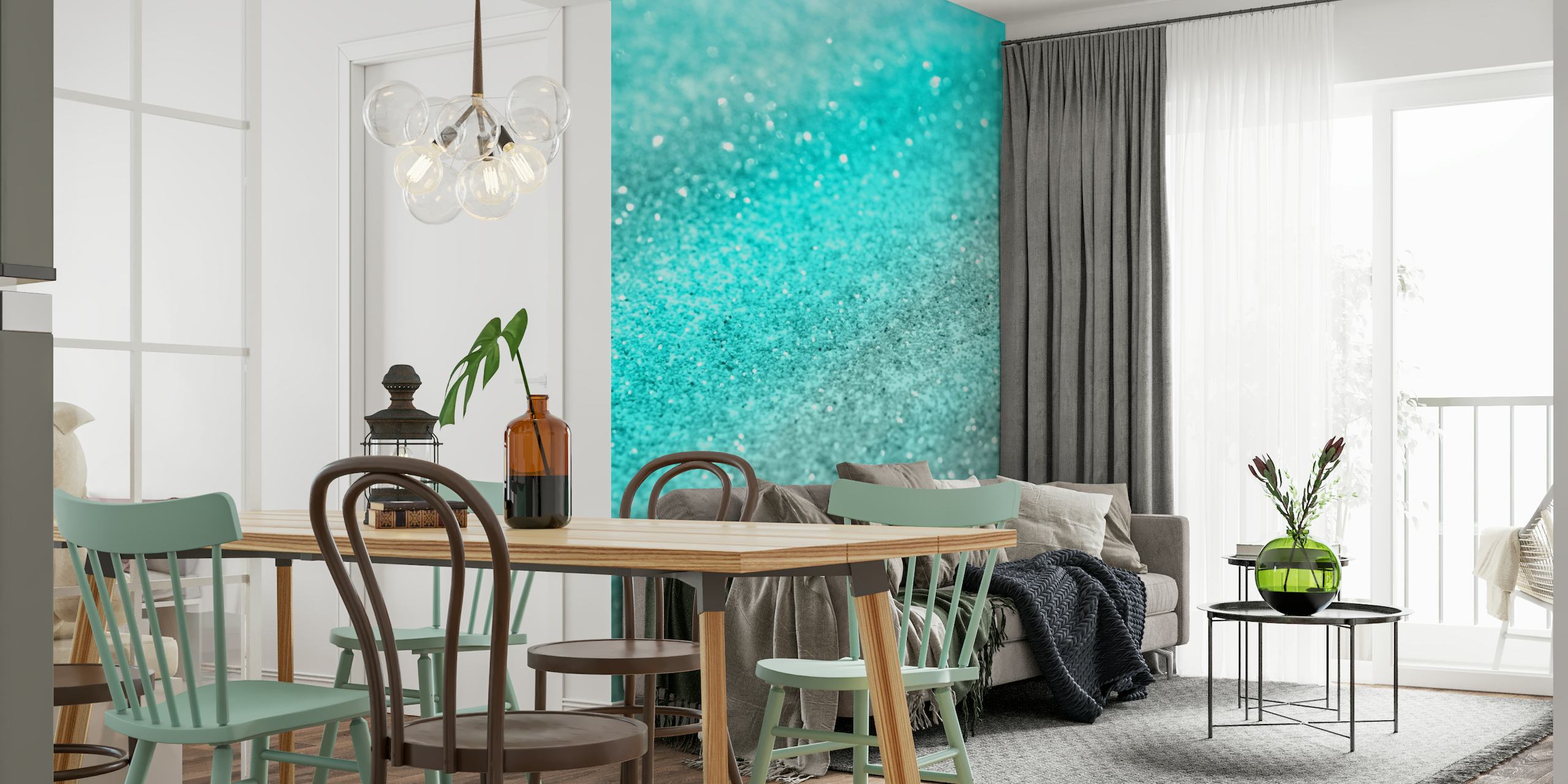 Aqua Teal Ocean Glitter 1a wallpaper