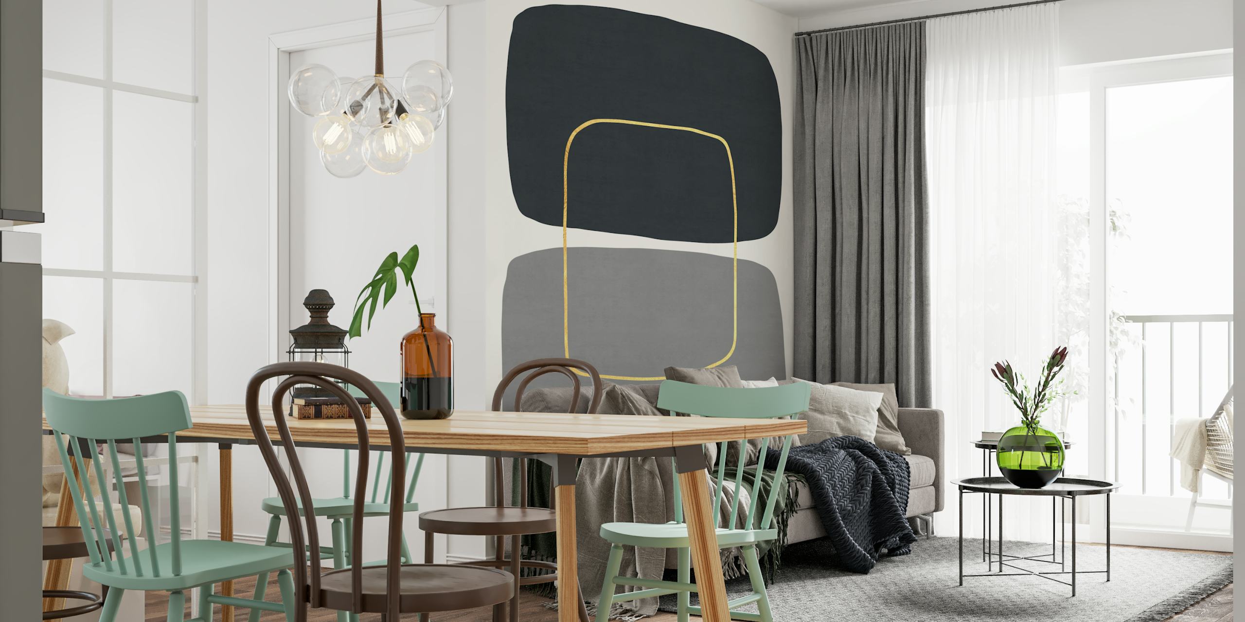 Papel pintado Abstract shapes exhibido en una habitación