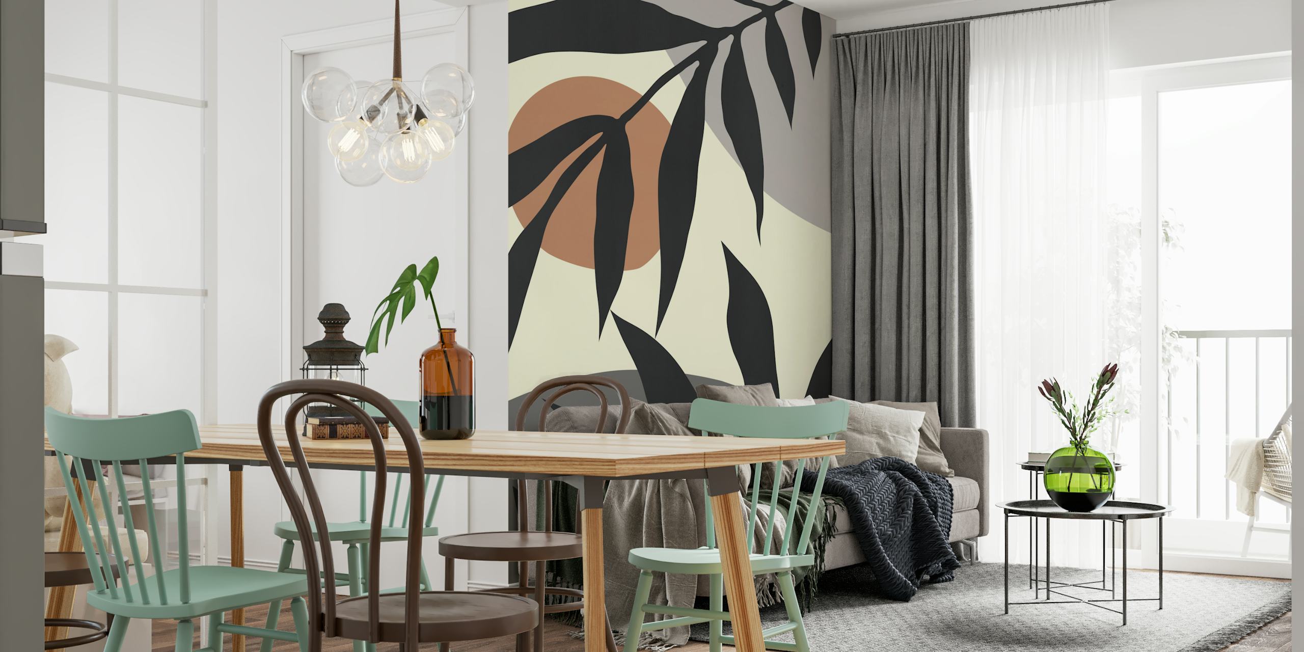 Abstract botanical wall mural Organic Nature 25 with earthy tones and modern design