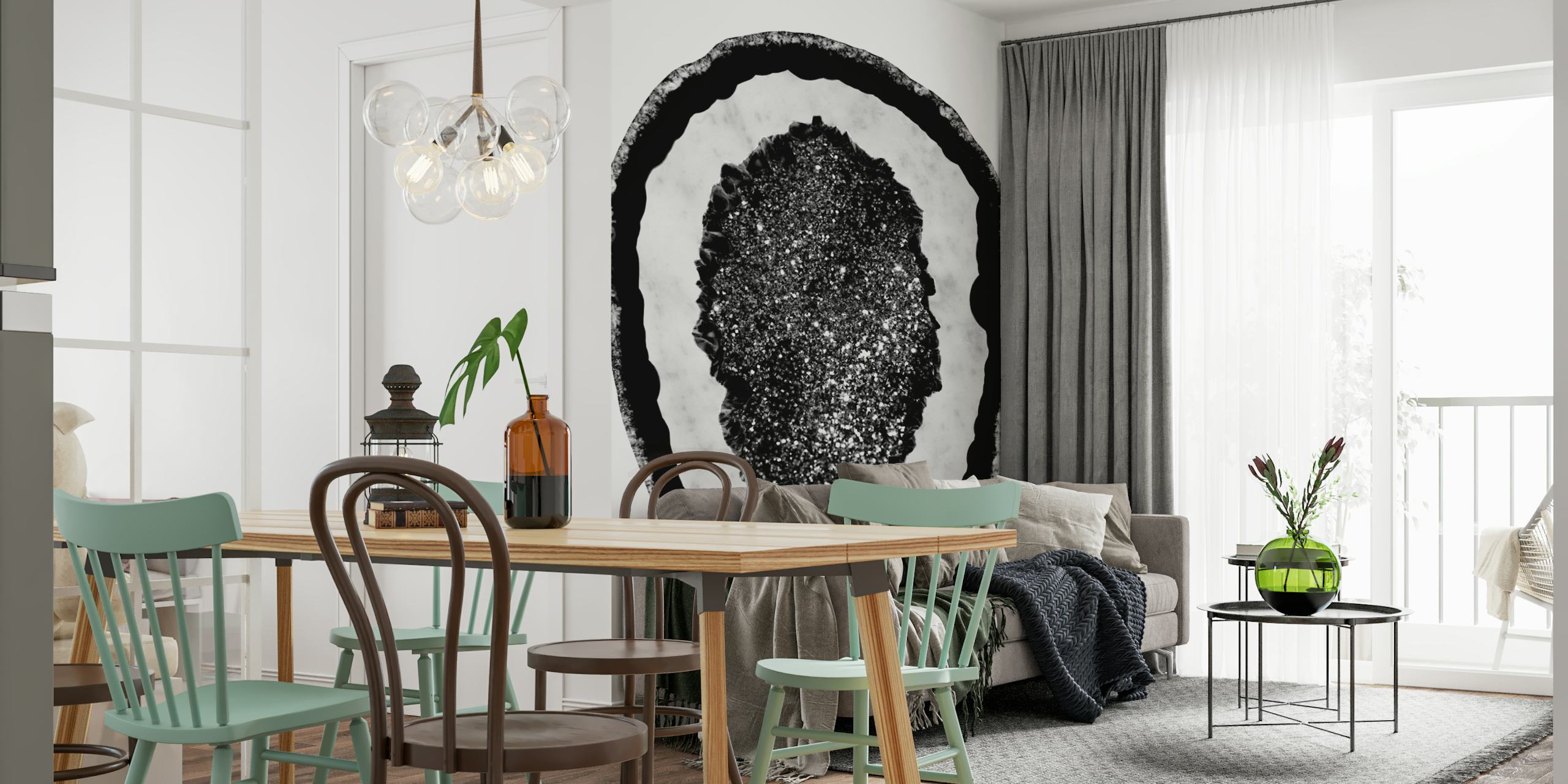 Agate with Silver Glitter wallpaper in a room