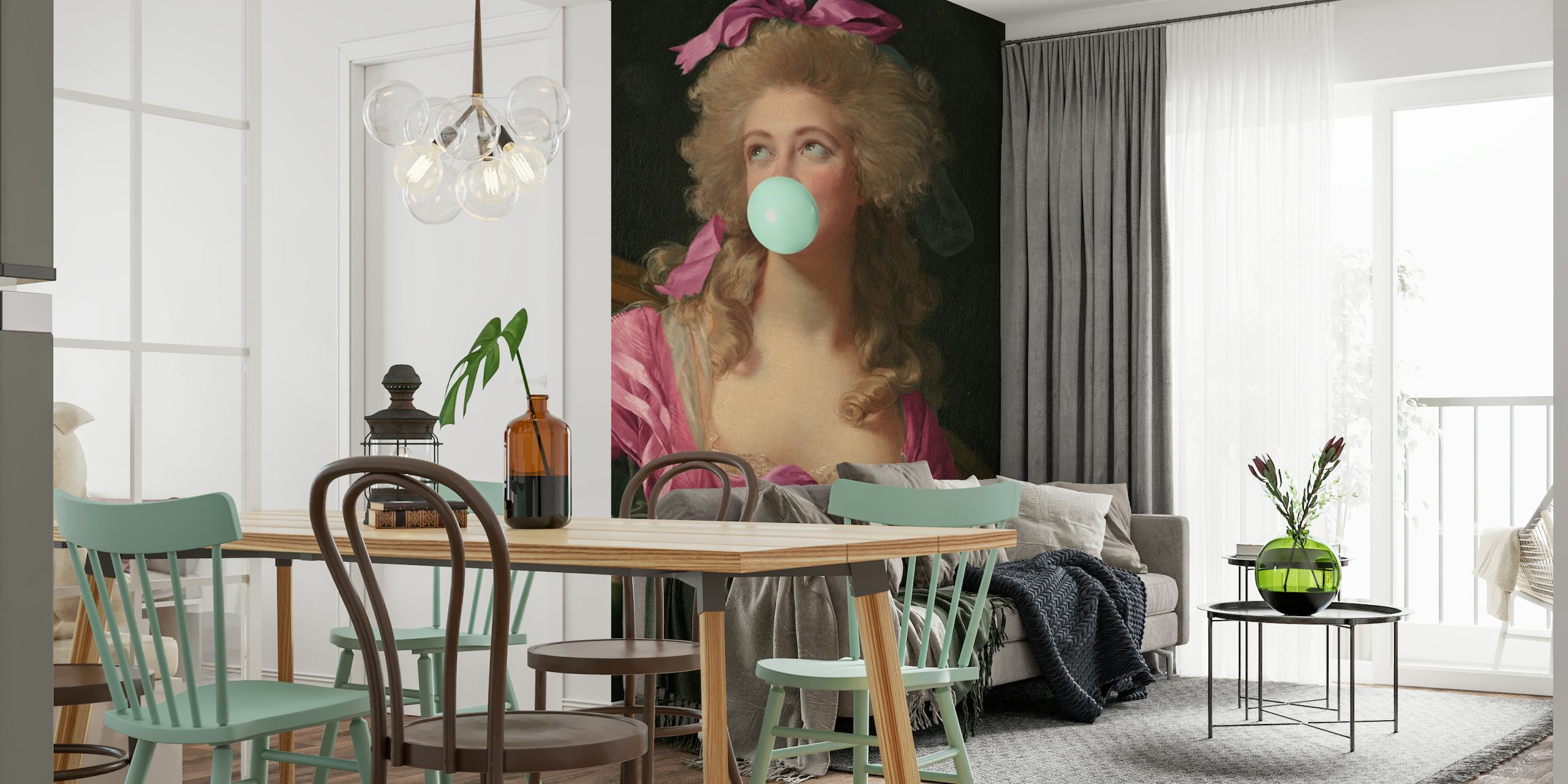 Pink and Mint Bubble-Gum behang
