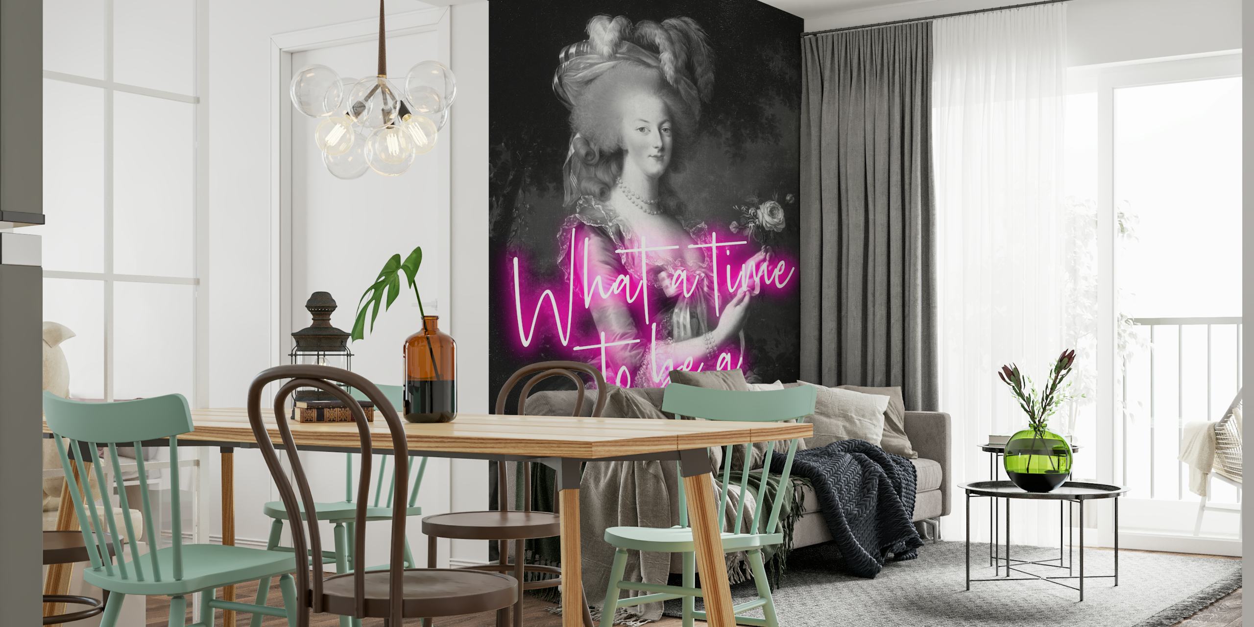 Marie Antoinette Neon II tapetti huoneessa