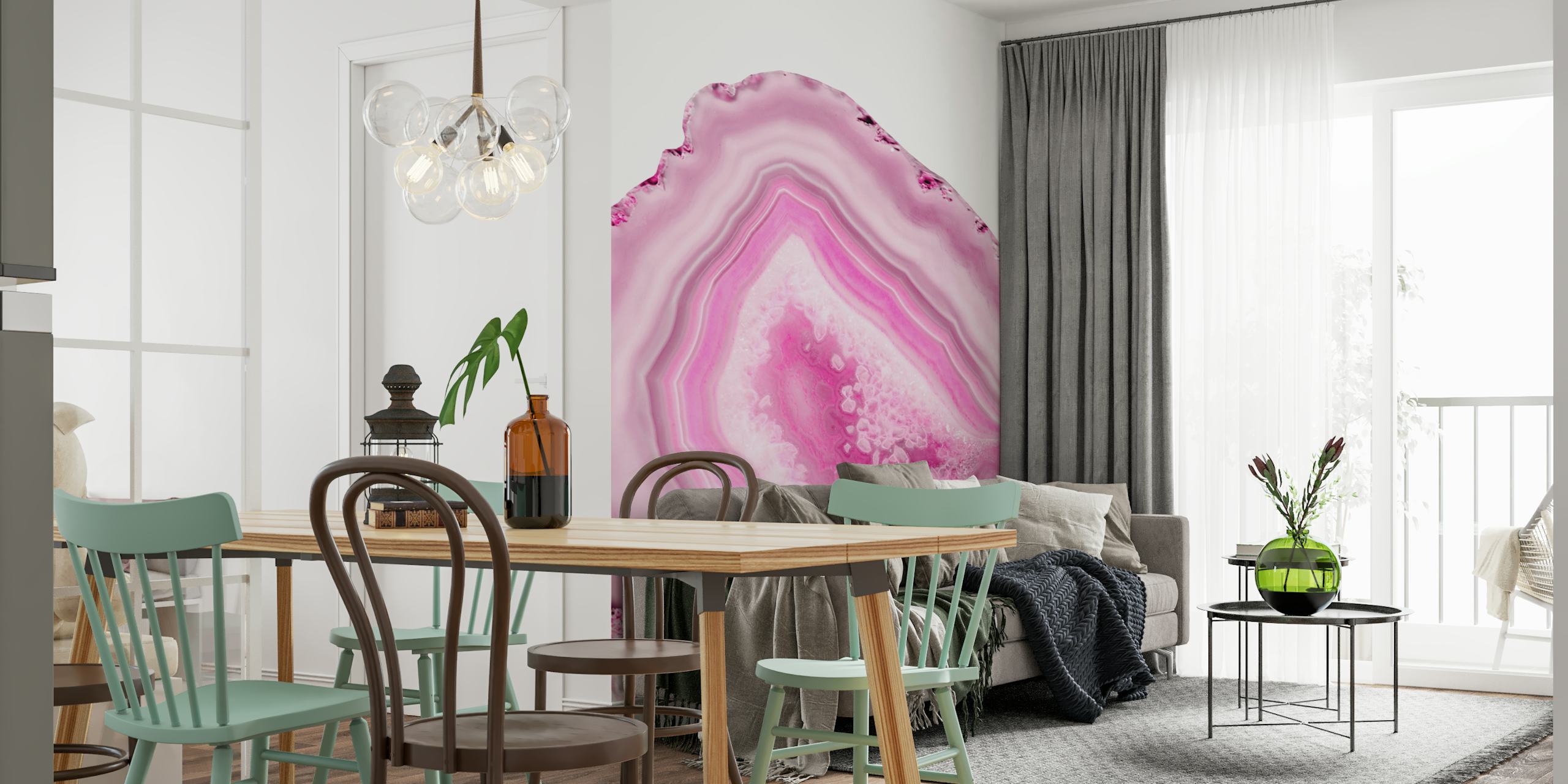 Soft Pink Agate Dream tapetti huoneessa