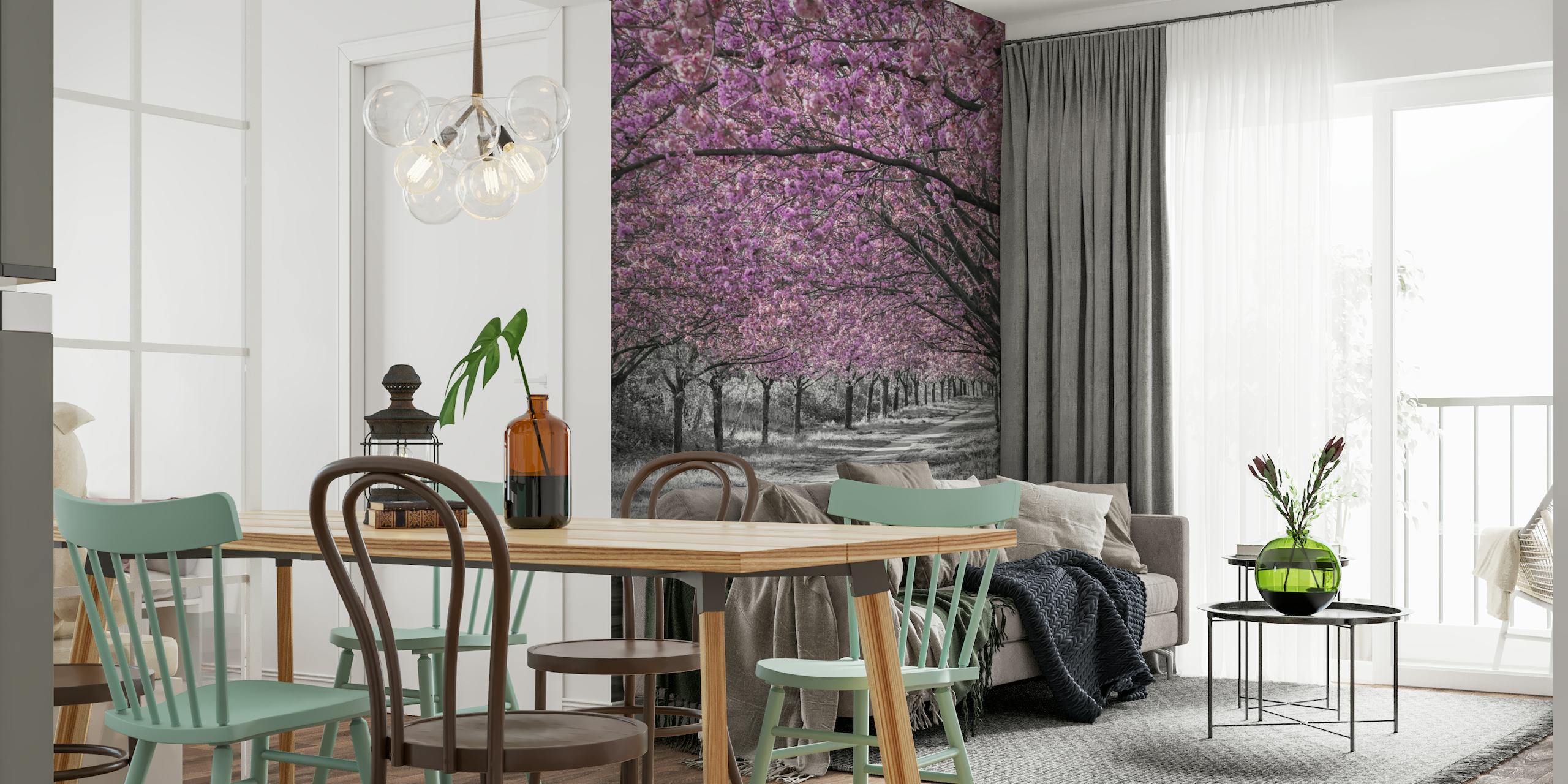Cherry blossom path in pink behang