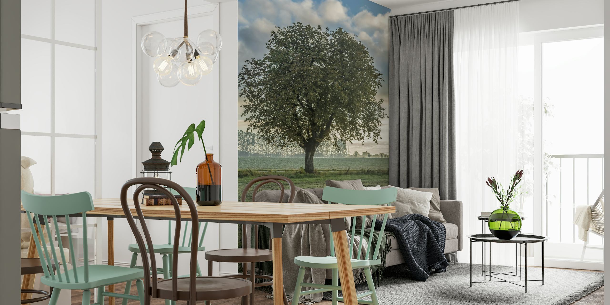 Rural Old Tree In Germany wall mural showcasing a solitary tree in a field