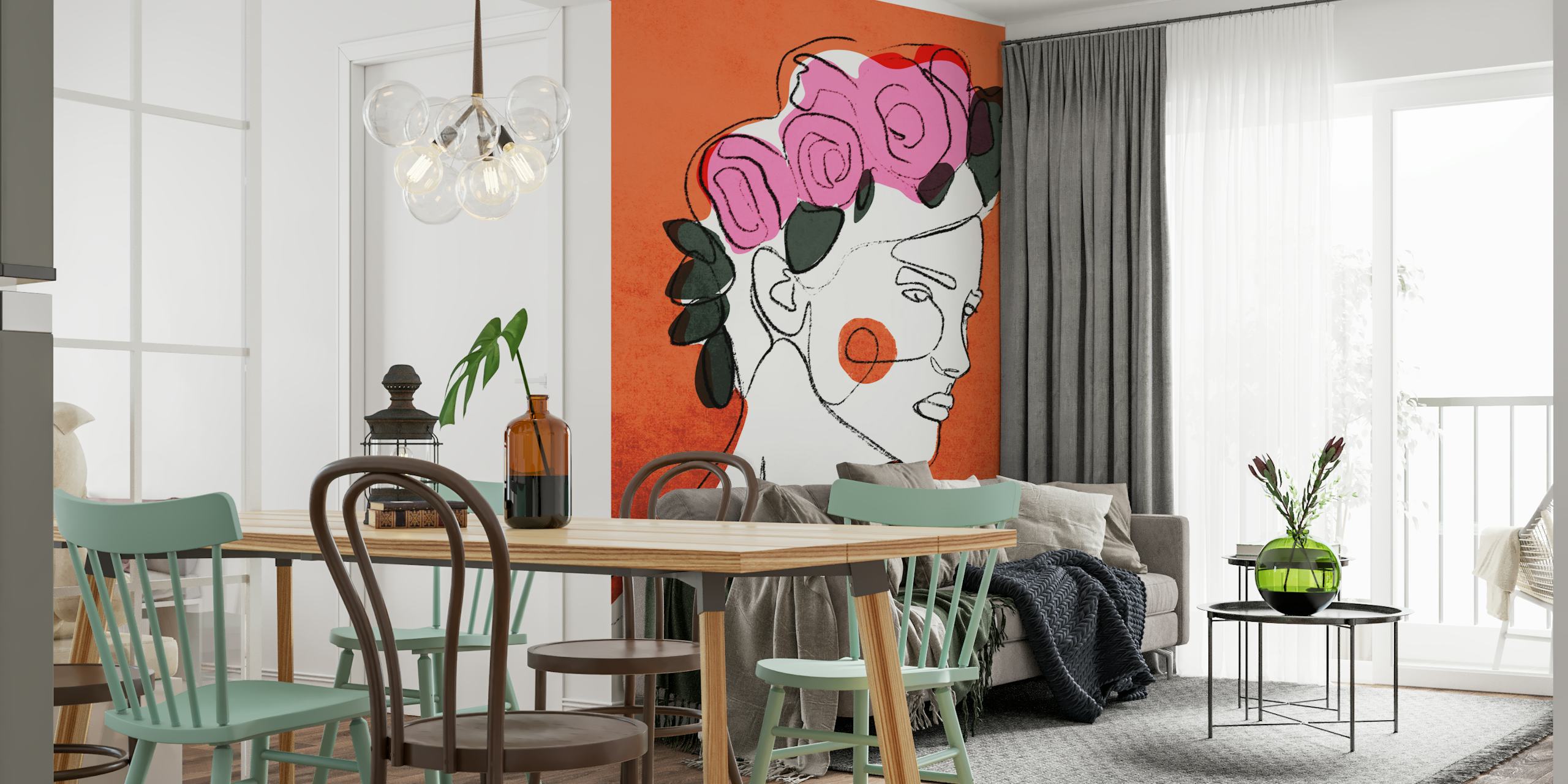 Amor wallpaper design featuring floral art