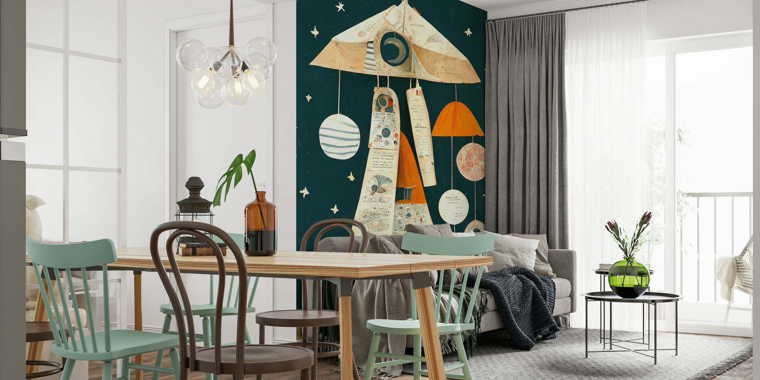 Child's room with UFO Space Adventure Wallpaper