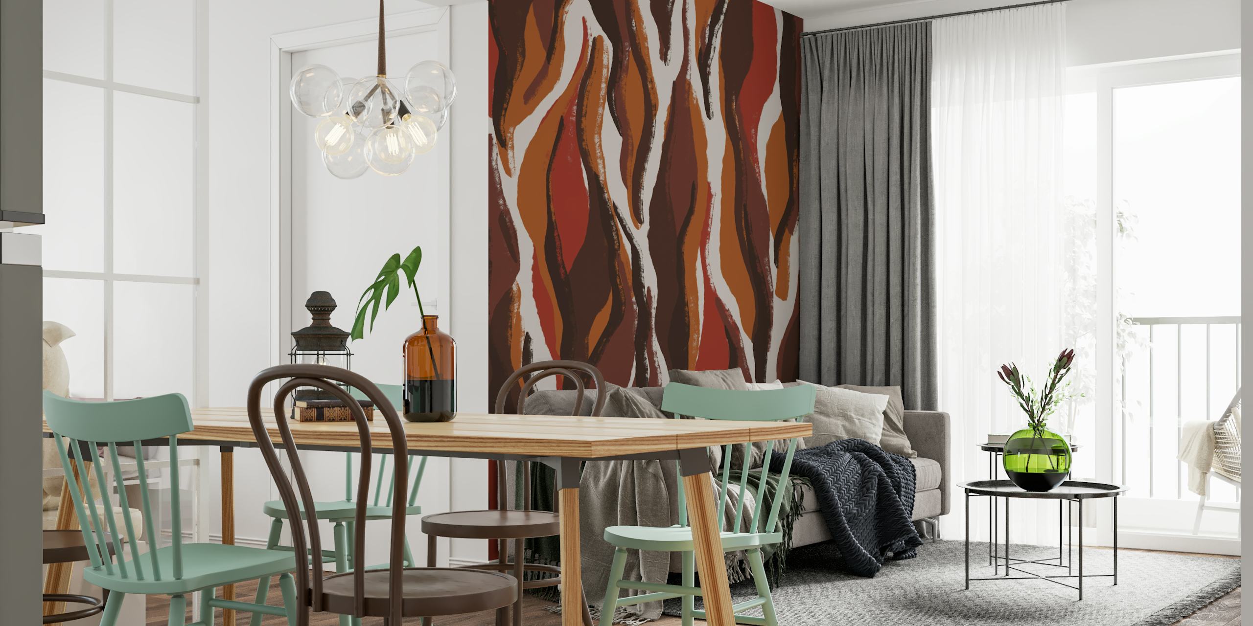 Abstract tiger pattern in warm browns and whites wallpaper