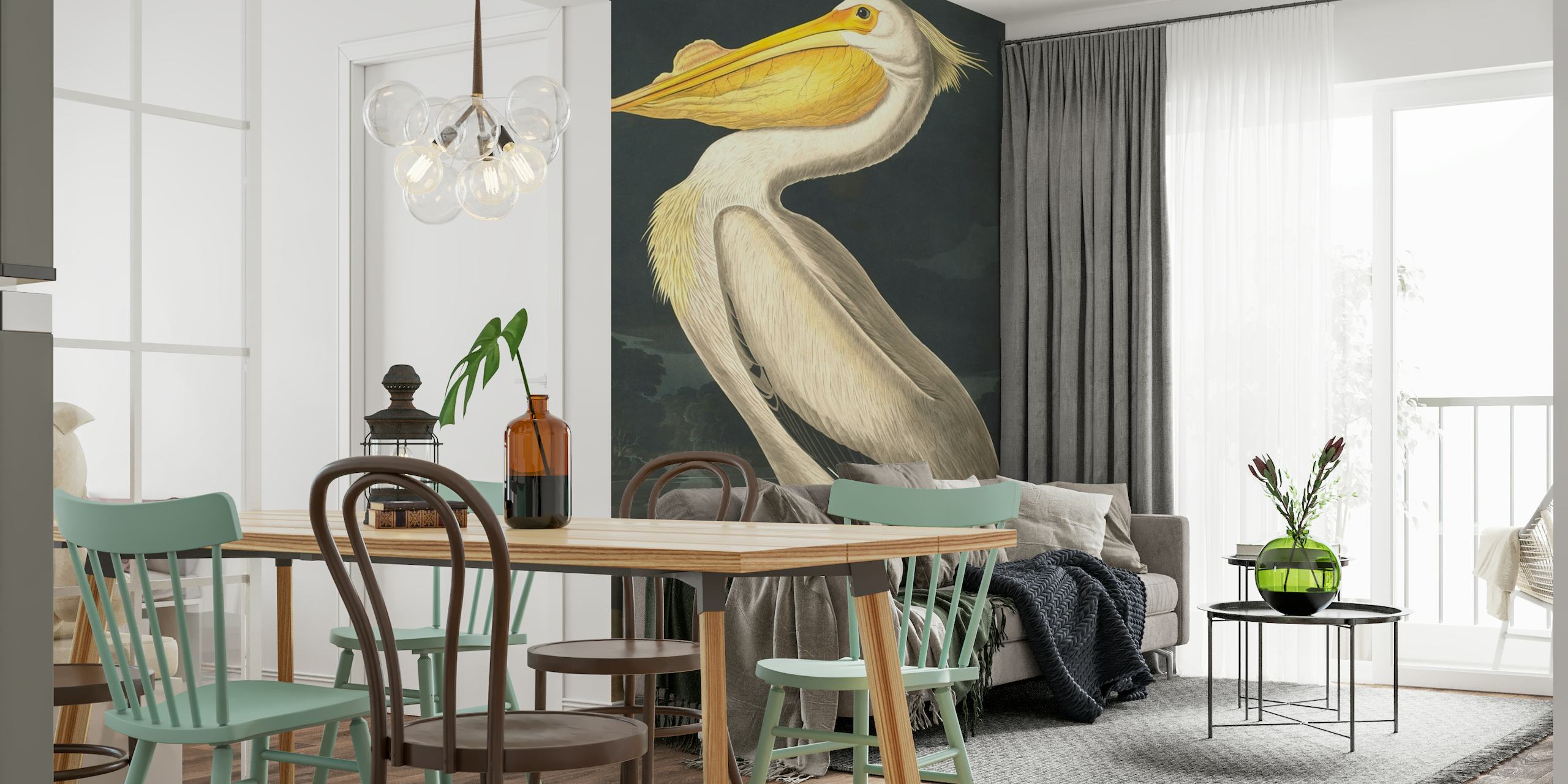 Vintage Pelican at Night wallpaper
