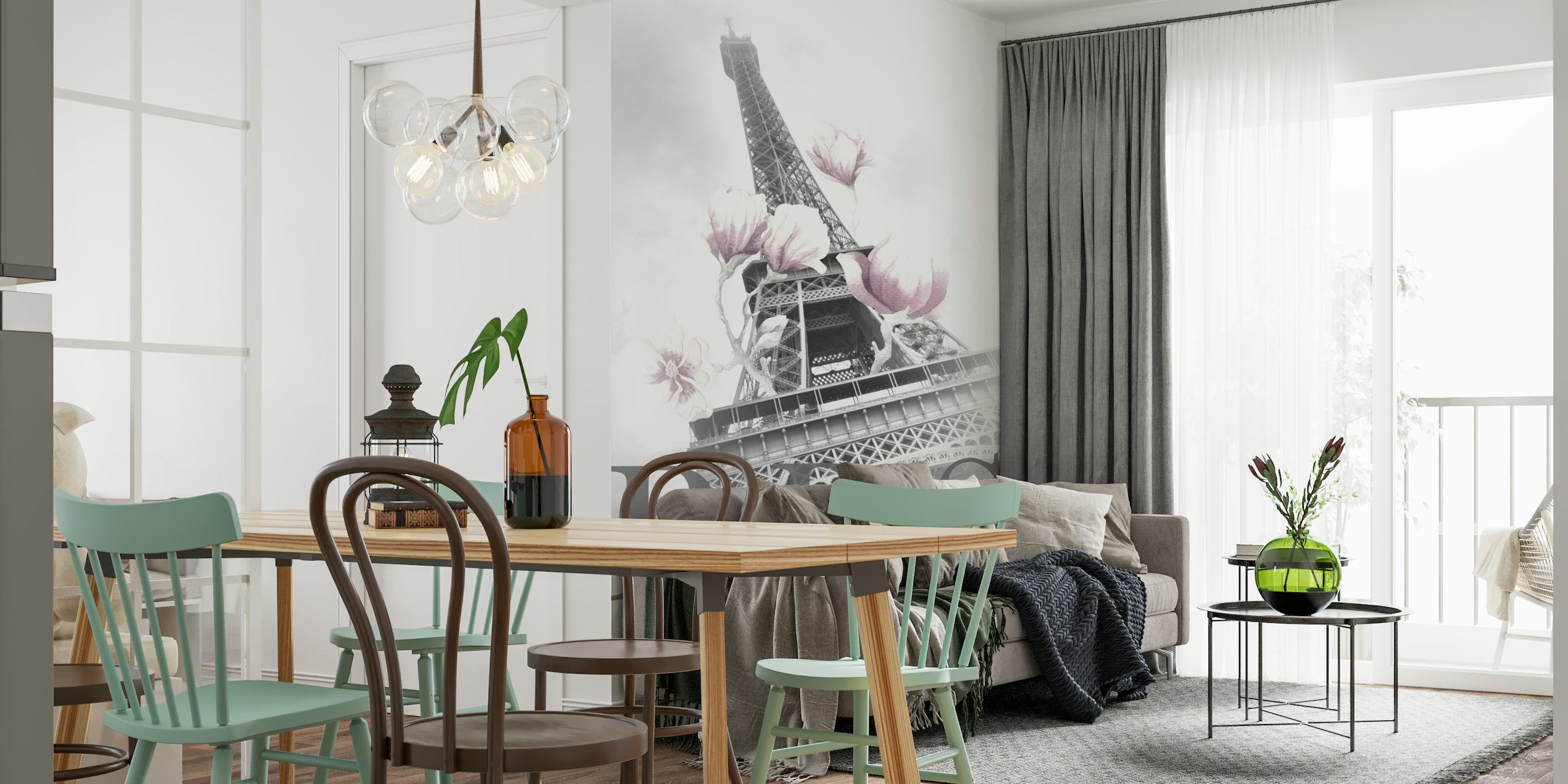 PARIS Magnolia Eiffel Tower wallpaper