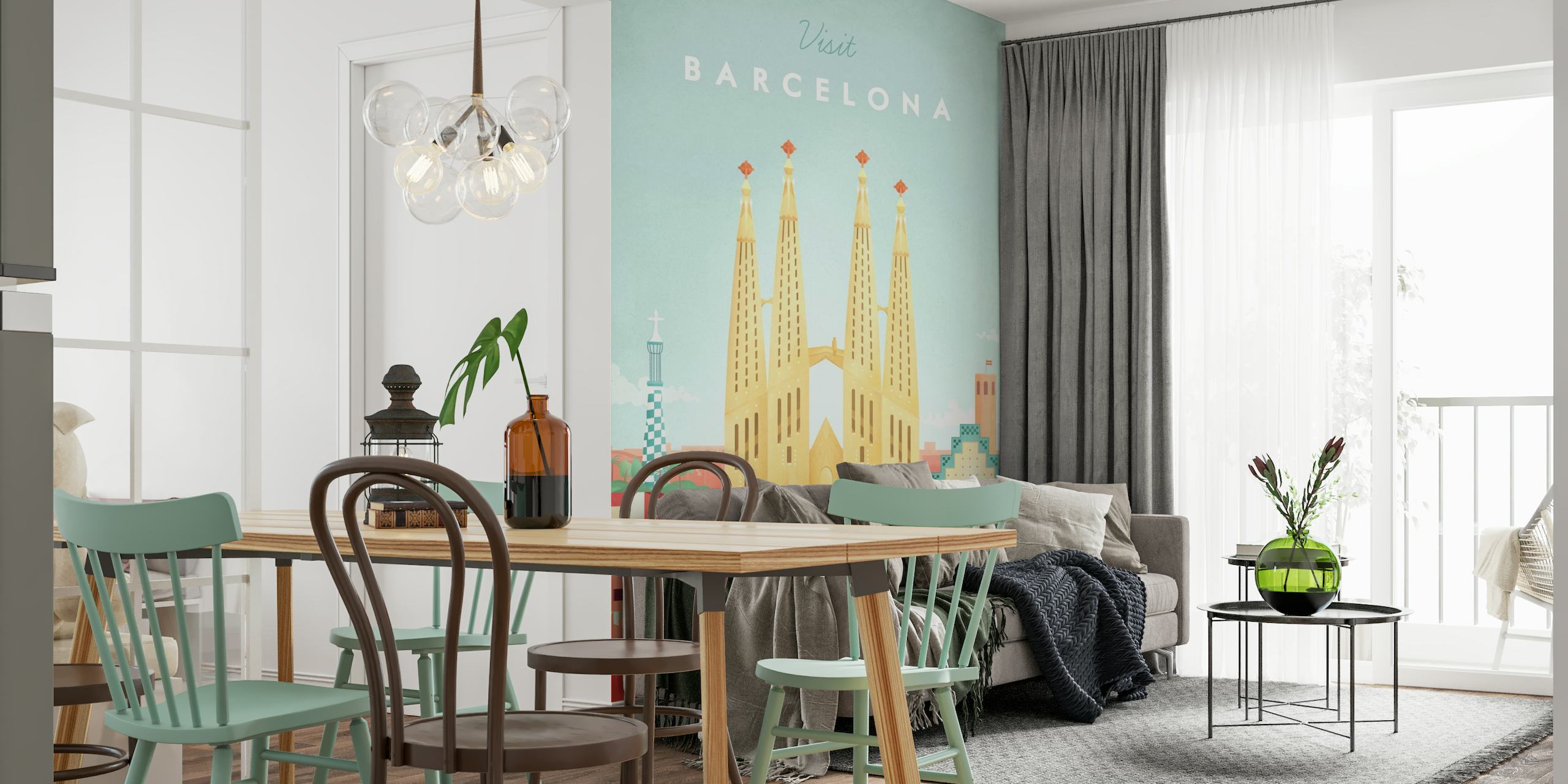 Barcelona Travel Poster behang