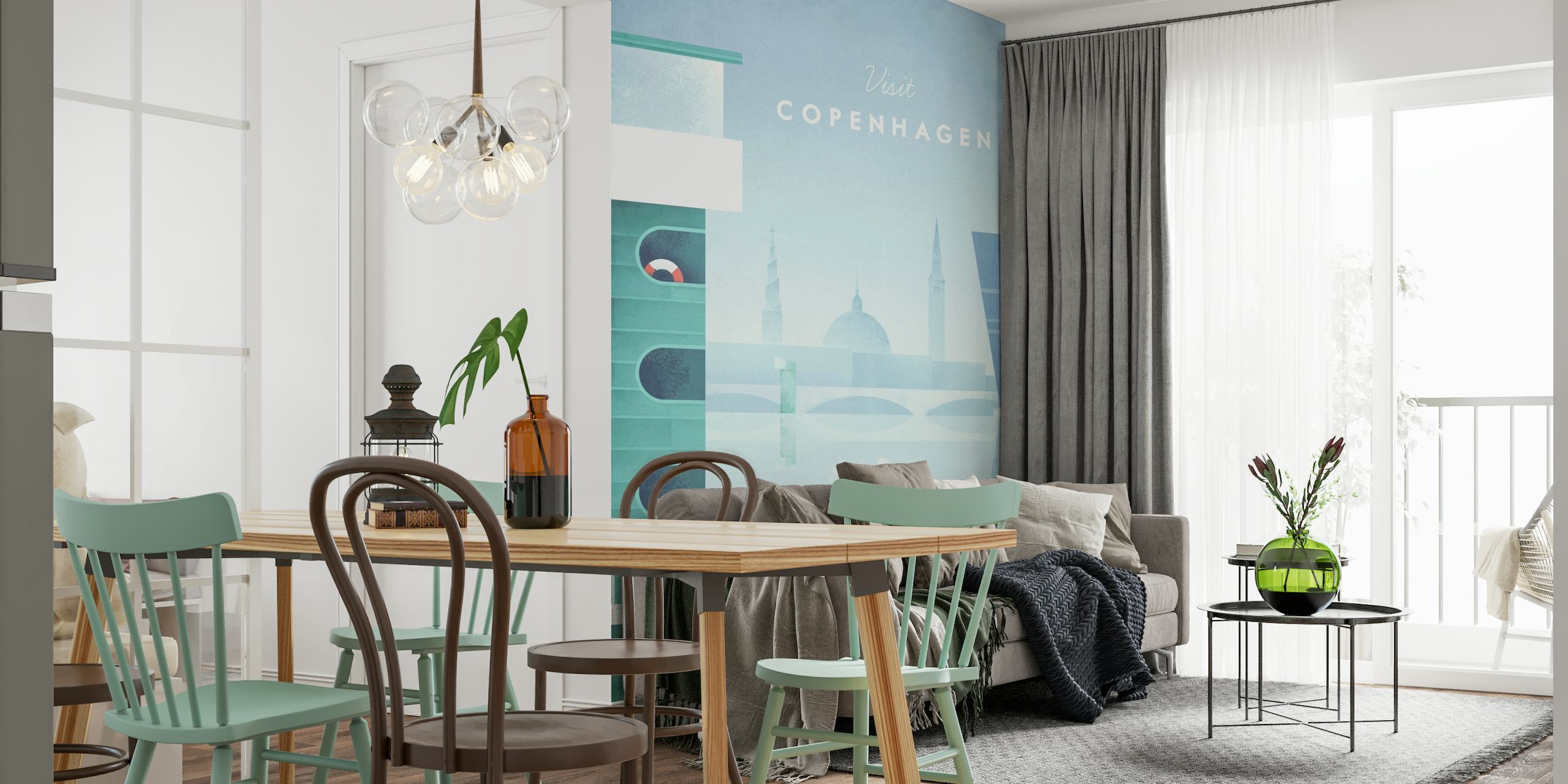 Copenhagen Travel Poster behang