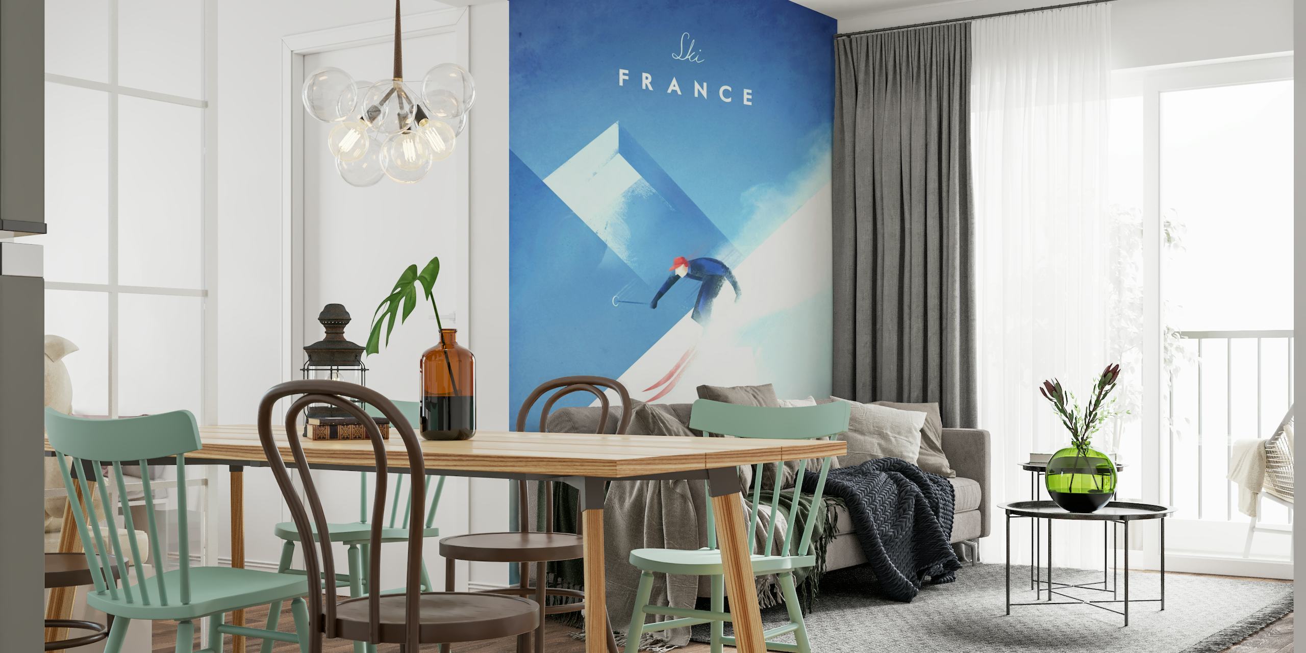 Ski France Travel Poster tapeta