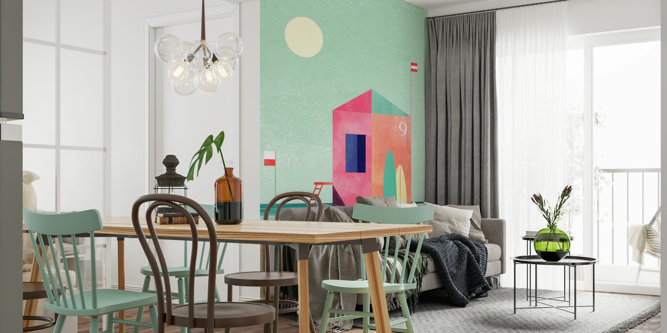 Šarena Surf Hut tapeta u sobi