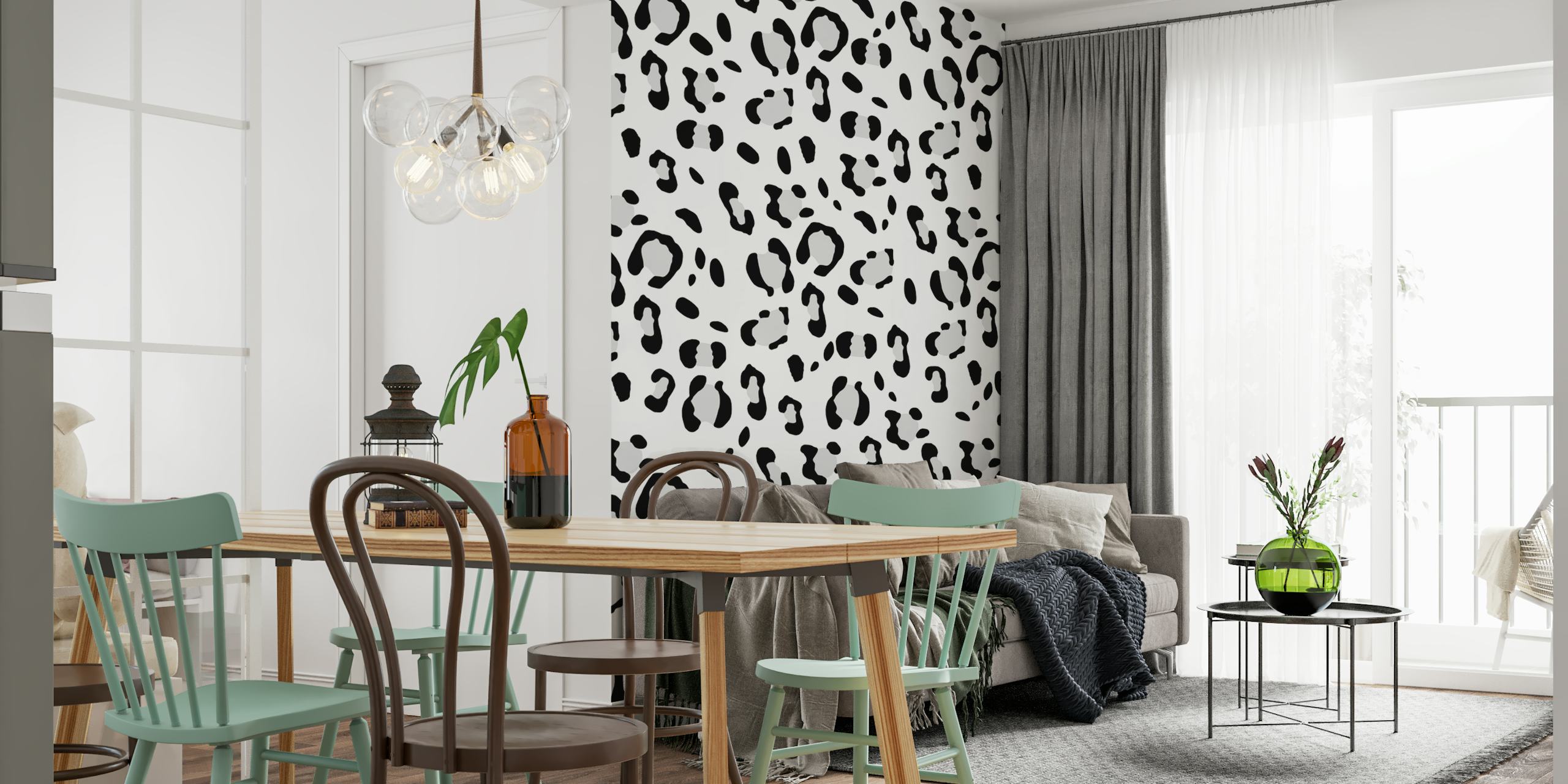 Leopard print pattern wall mural for modern and sophisticated interior decoration