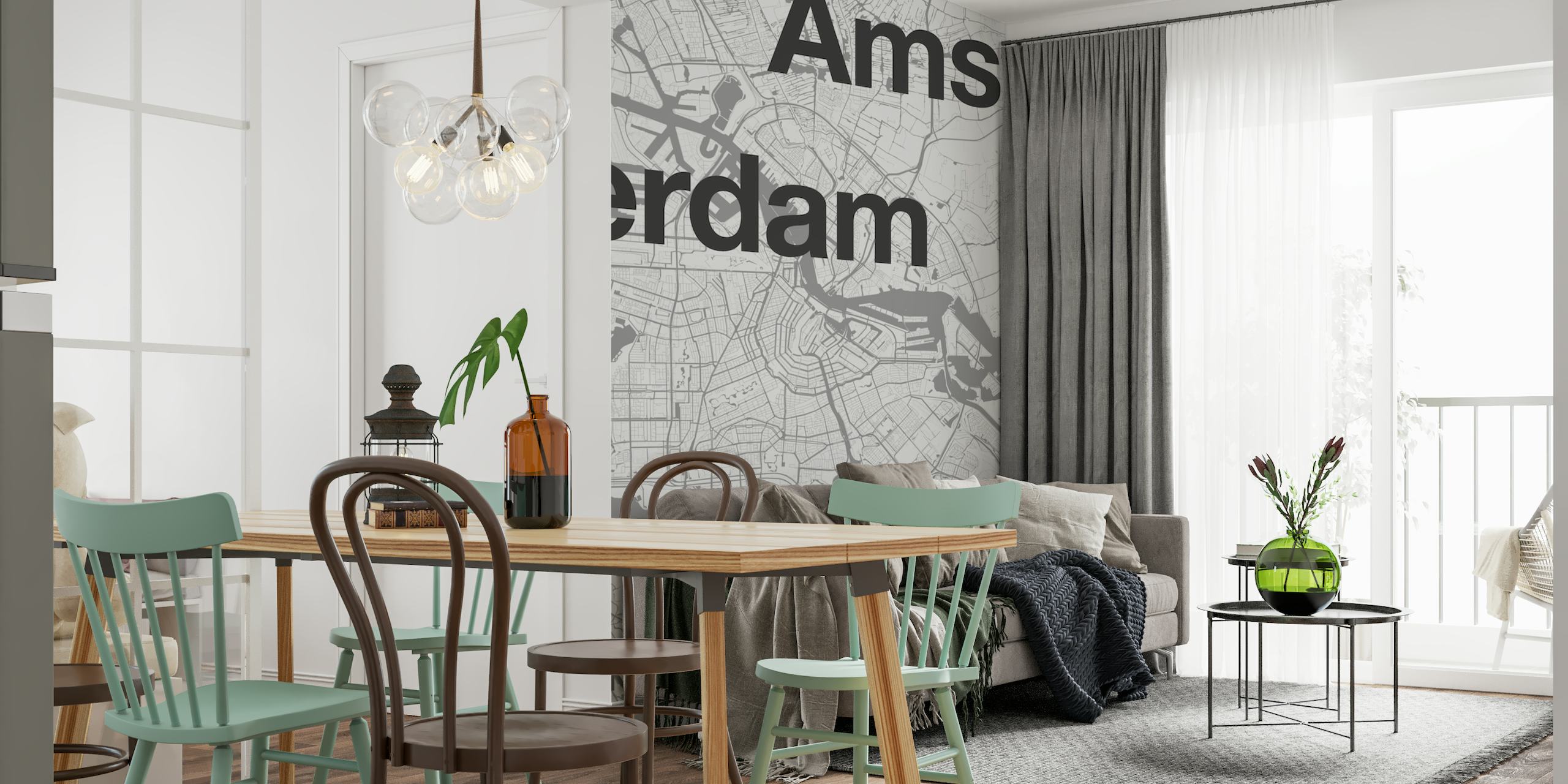 Amsterdam - Minimal Map behang