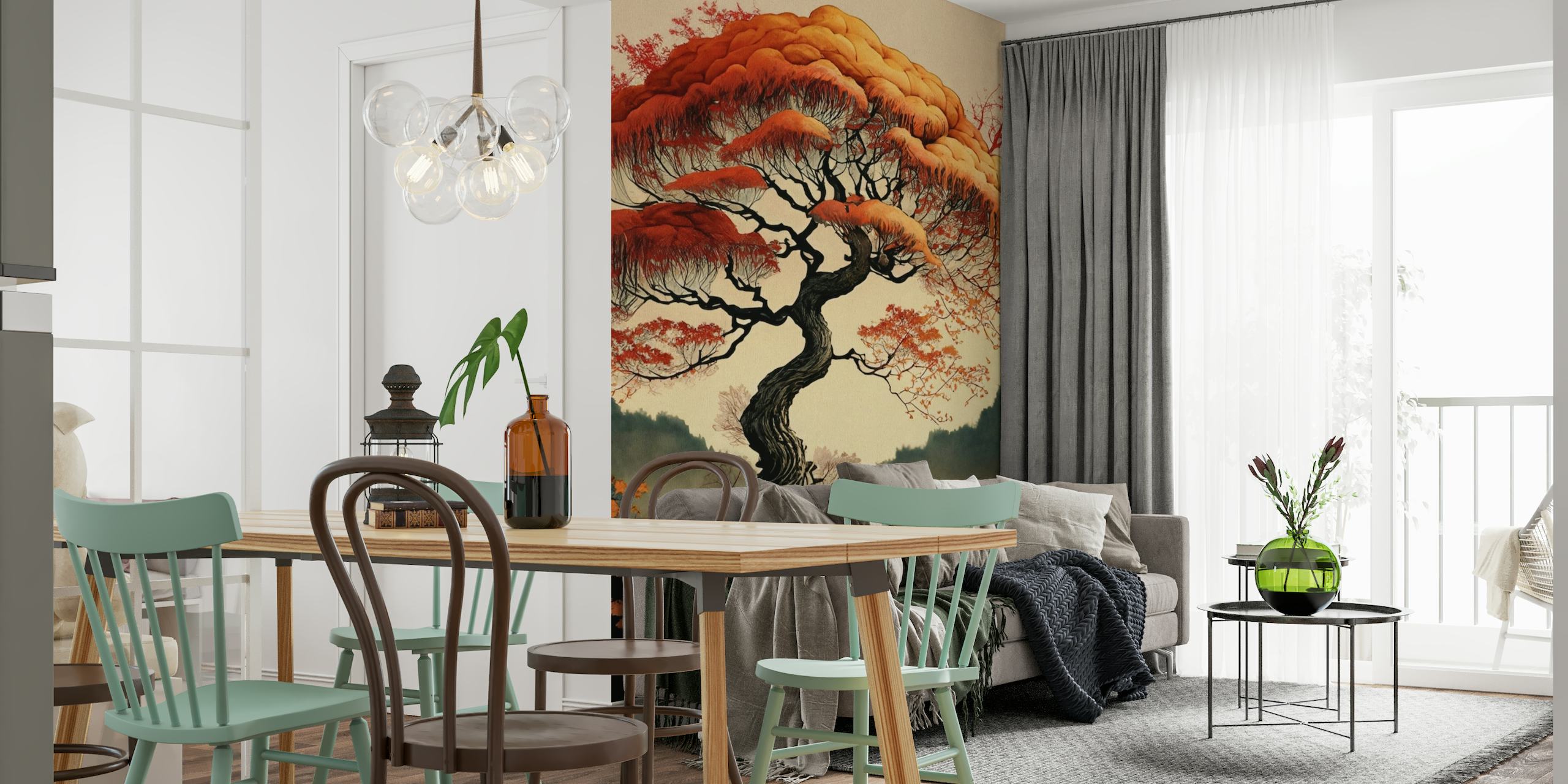 Japanese tree art behang