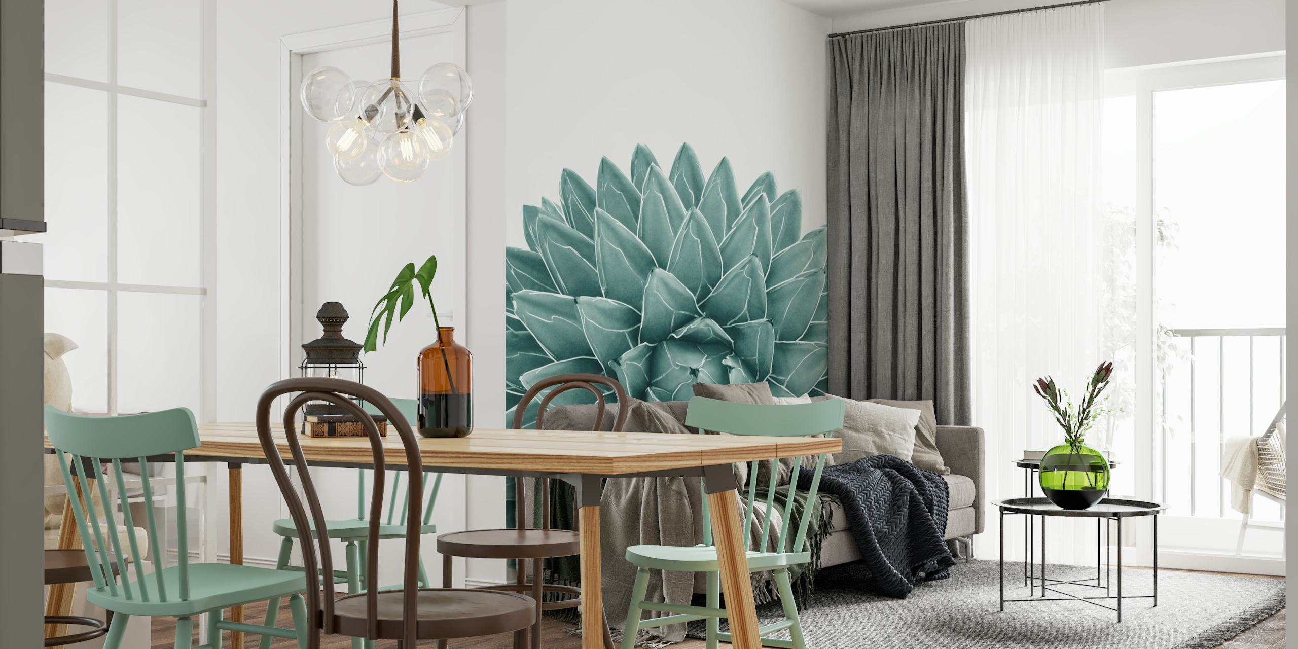 Green Agave plant close-up wall mural