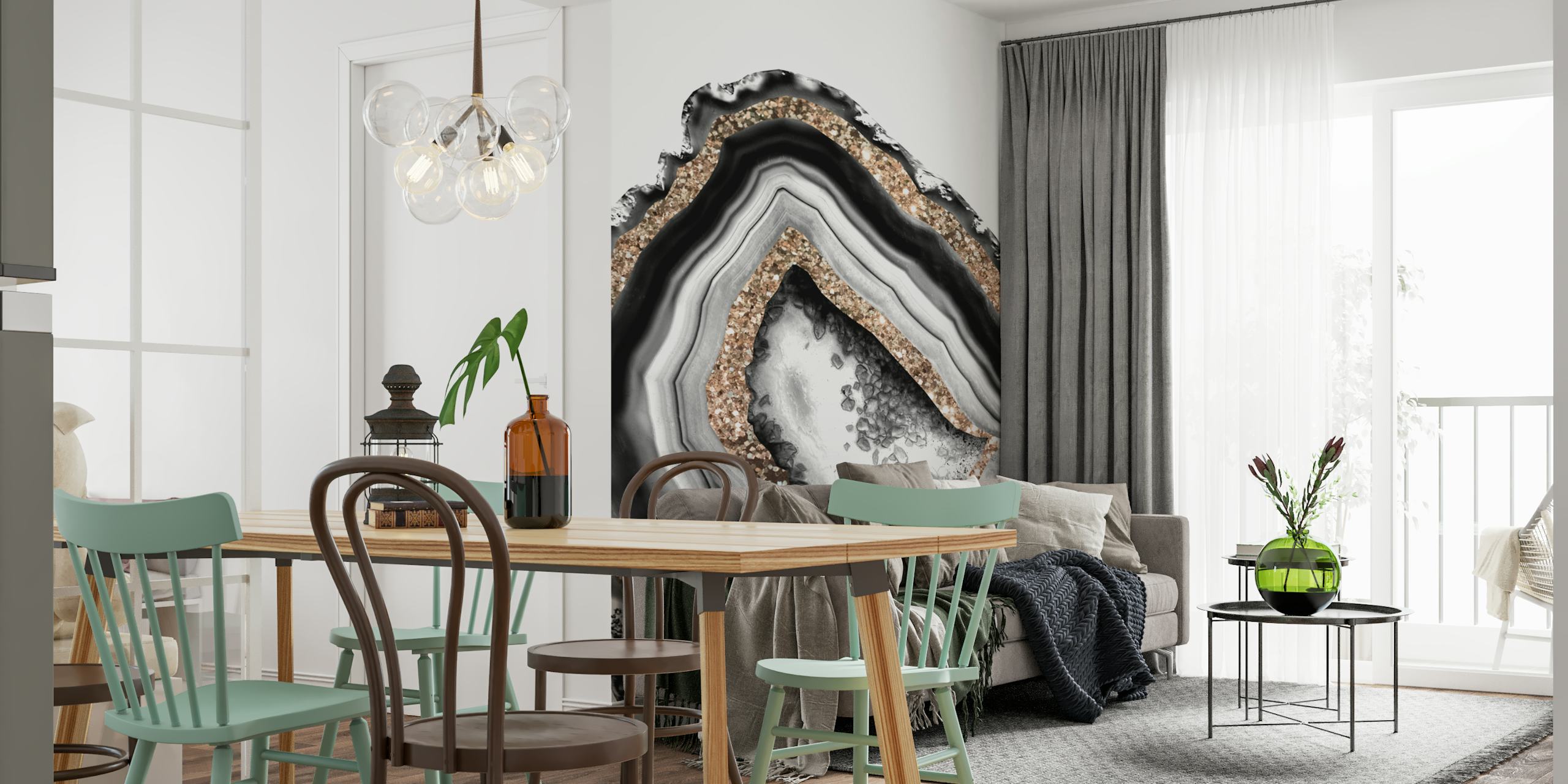Agate Gold Glitter Glam wallpaper in a room