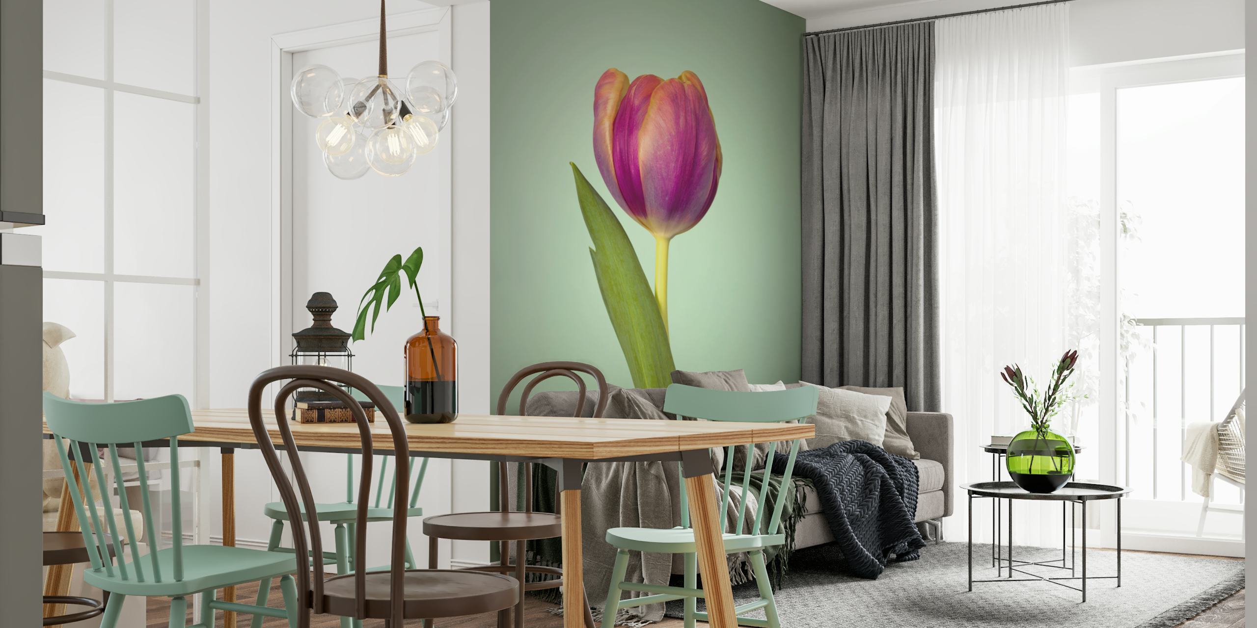 Single Tulip Flower tapet i et rom