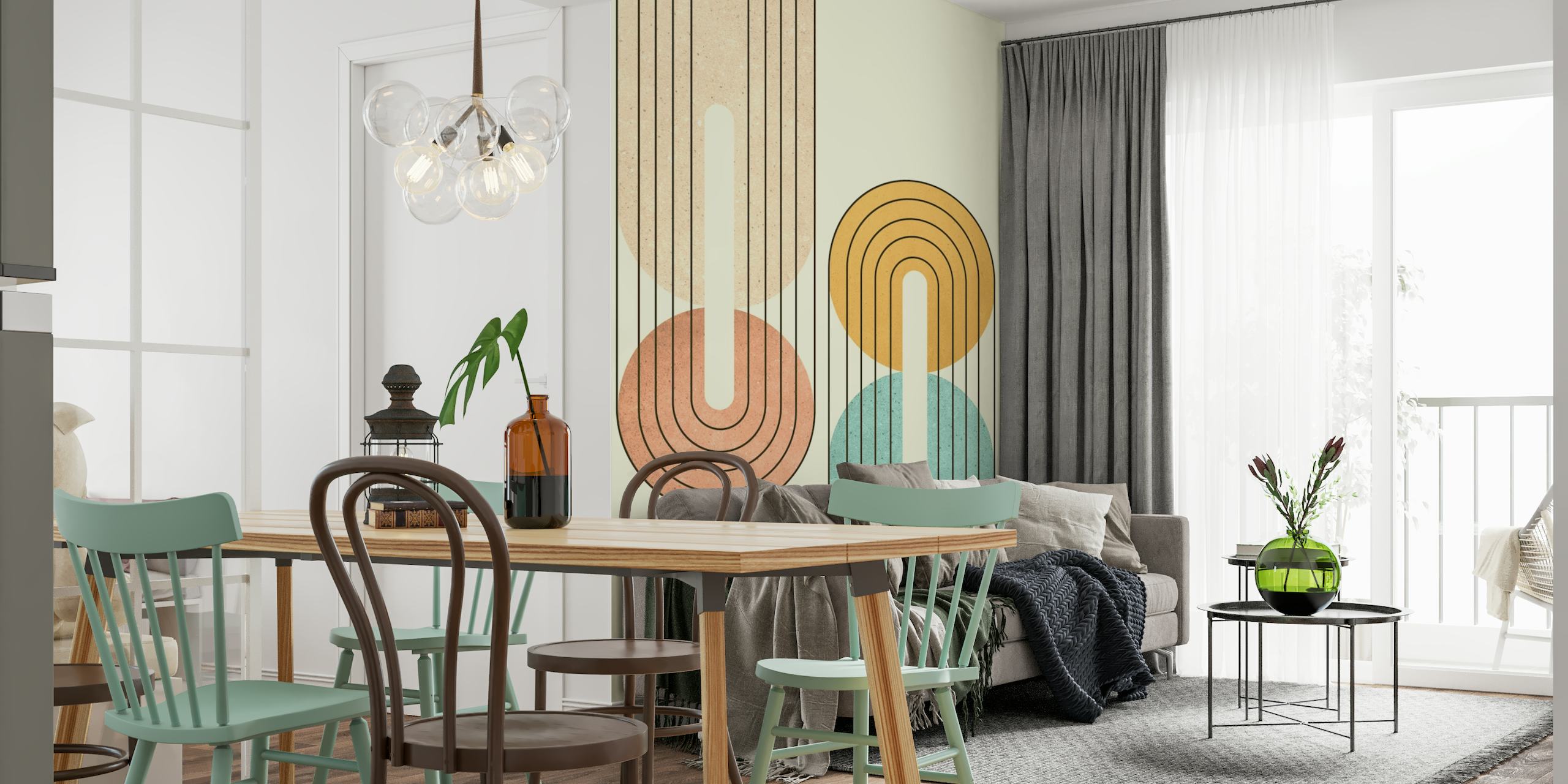 New Century 08 abstract geometric wall mural with pastel colors