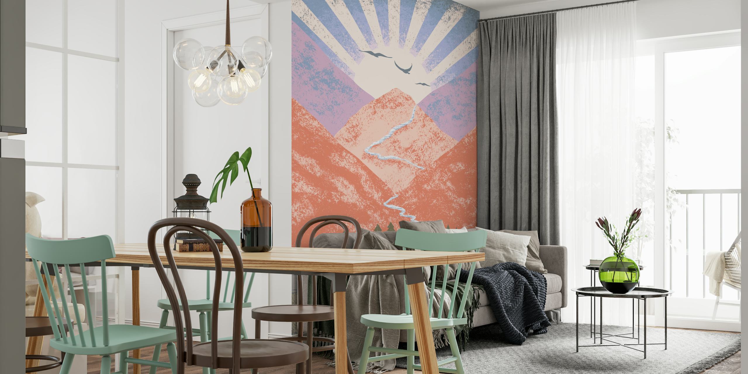 Intangible sunrise behang in een gezellige kamer