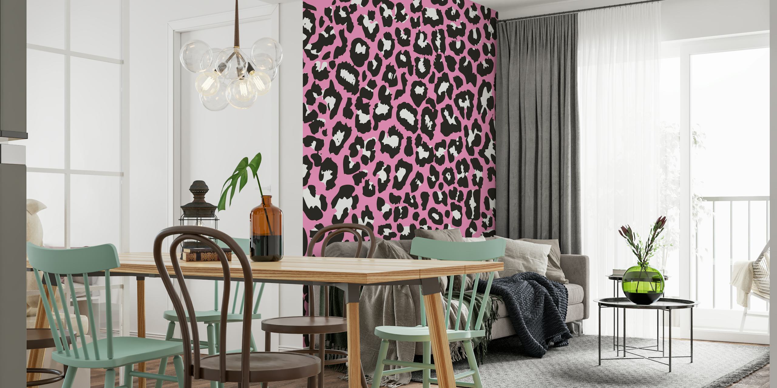 Pink Leopard print tapet i et værelse