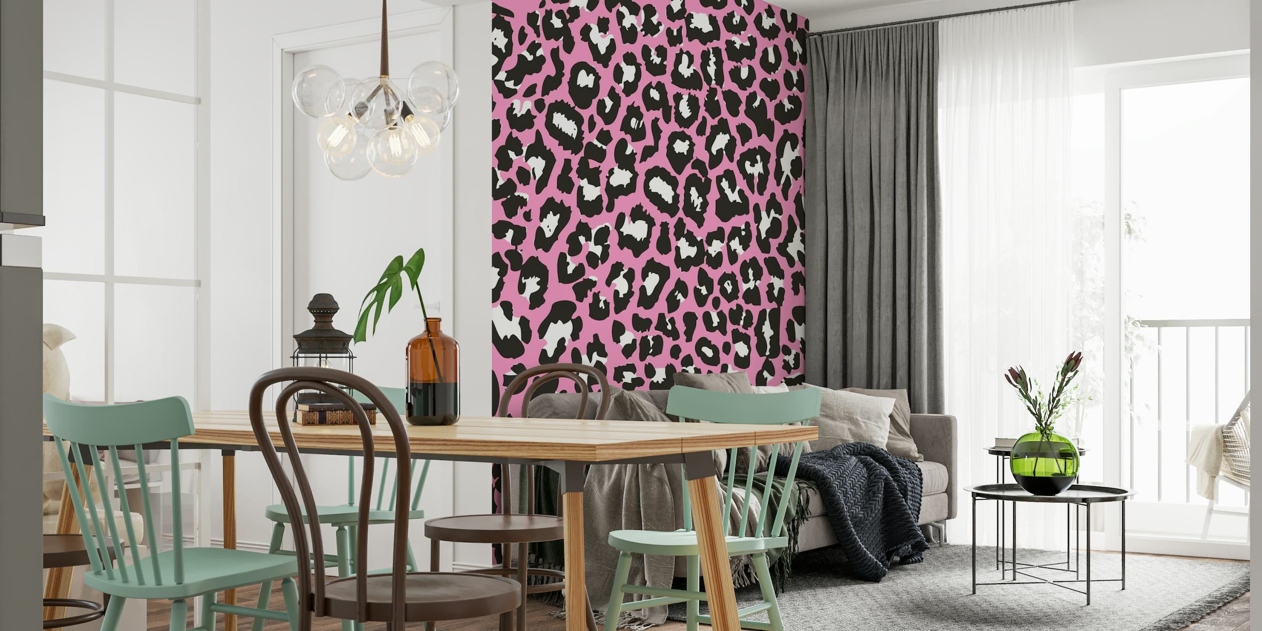 Pink Leopard behang