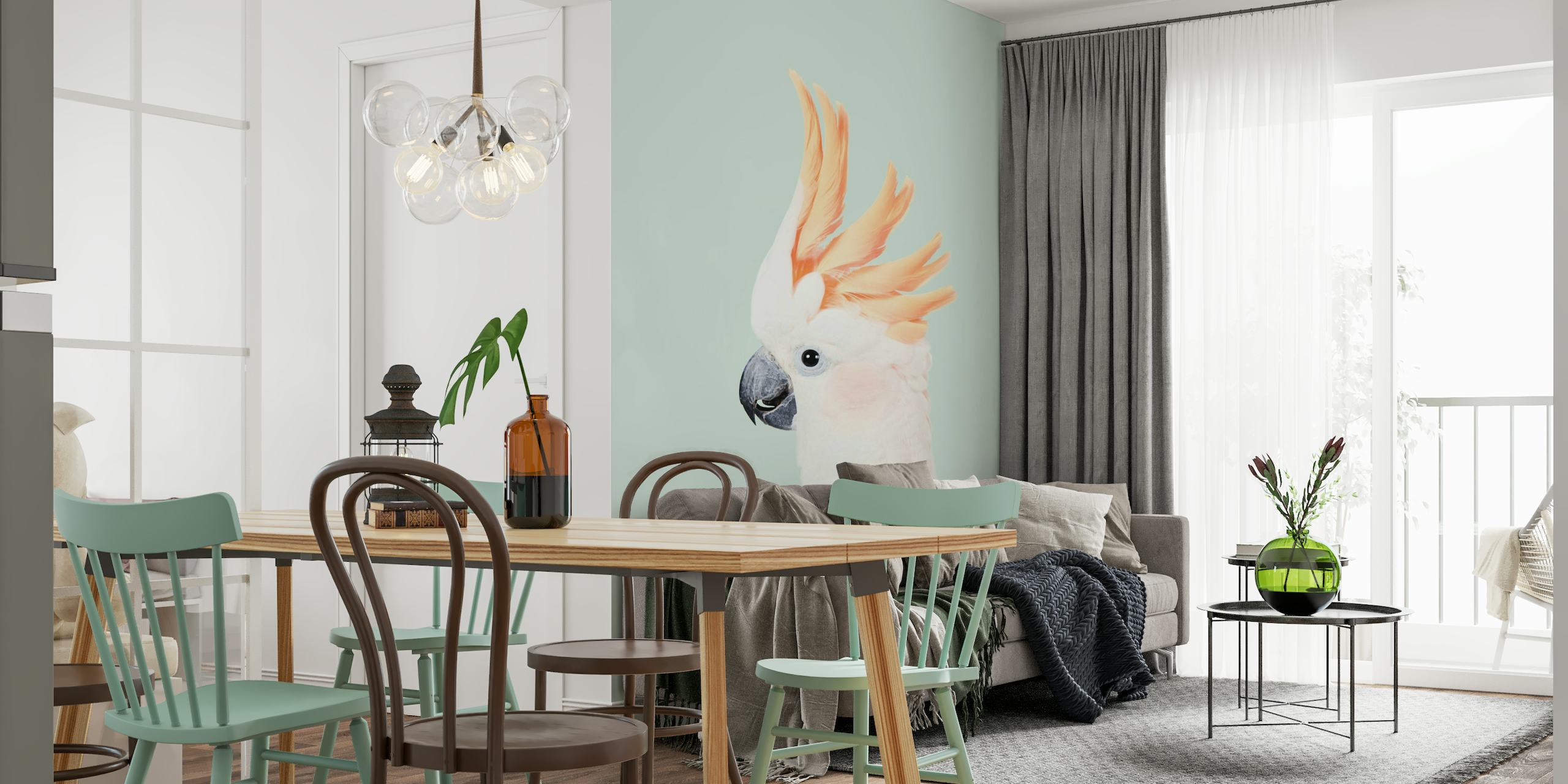 Cockatoo on Mint wallpaper