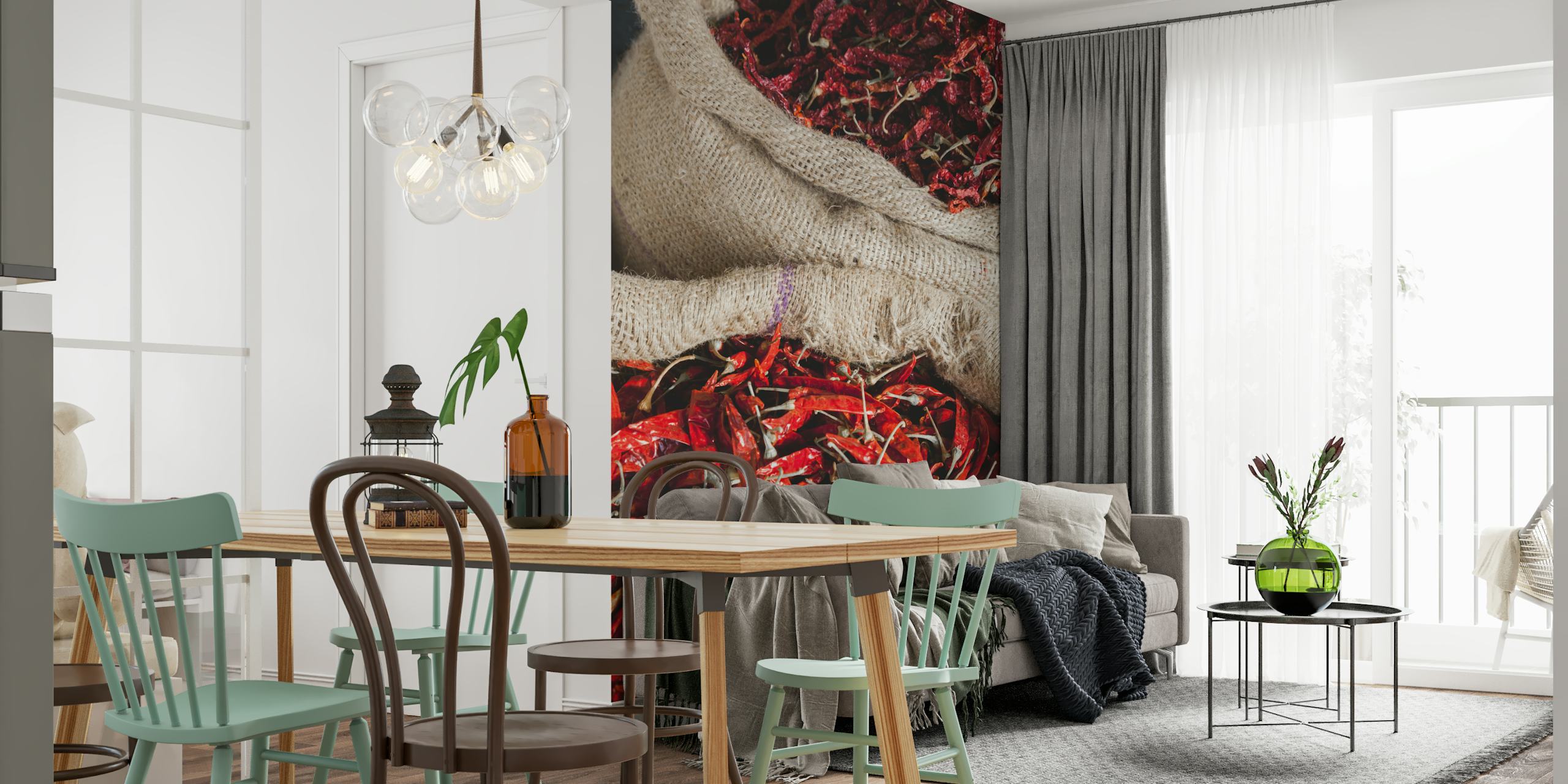 Red Chilli Pepper wallpaper in a room