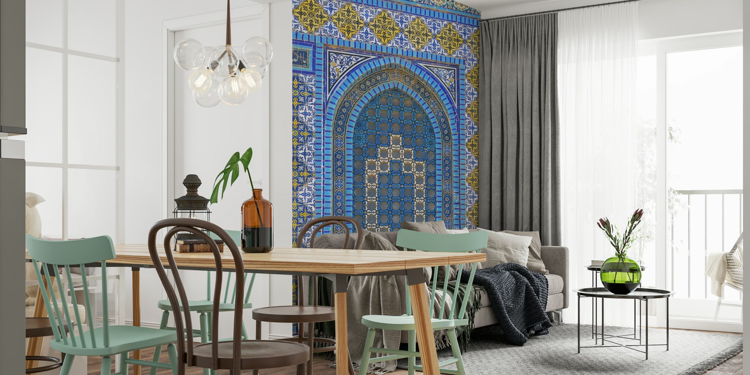 Al-Aqsa Mosque Art Tiles wallpaper in a room