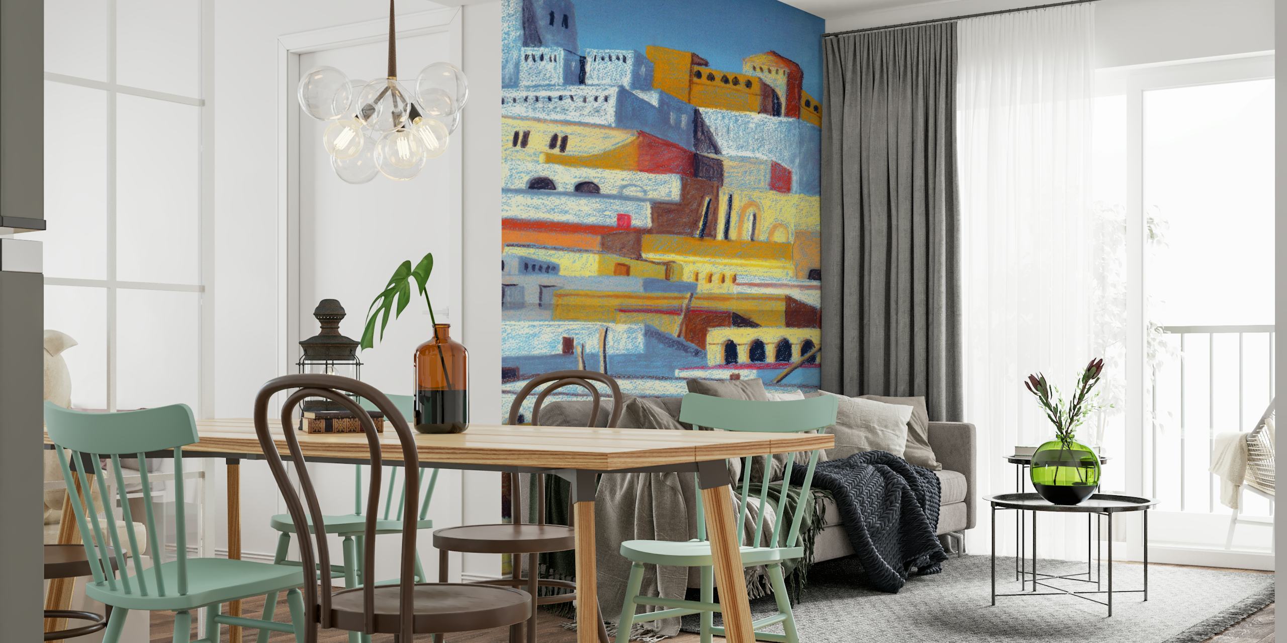 Tapeta Mediterranean city v moderní místnosti