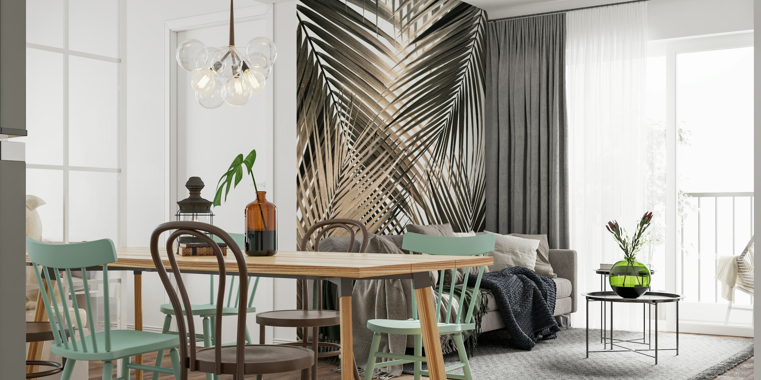Lush Golden Brown Palm Leaves Wallpaper adding warmth and style