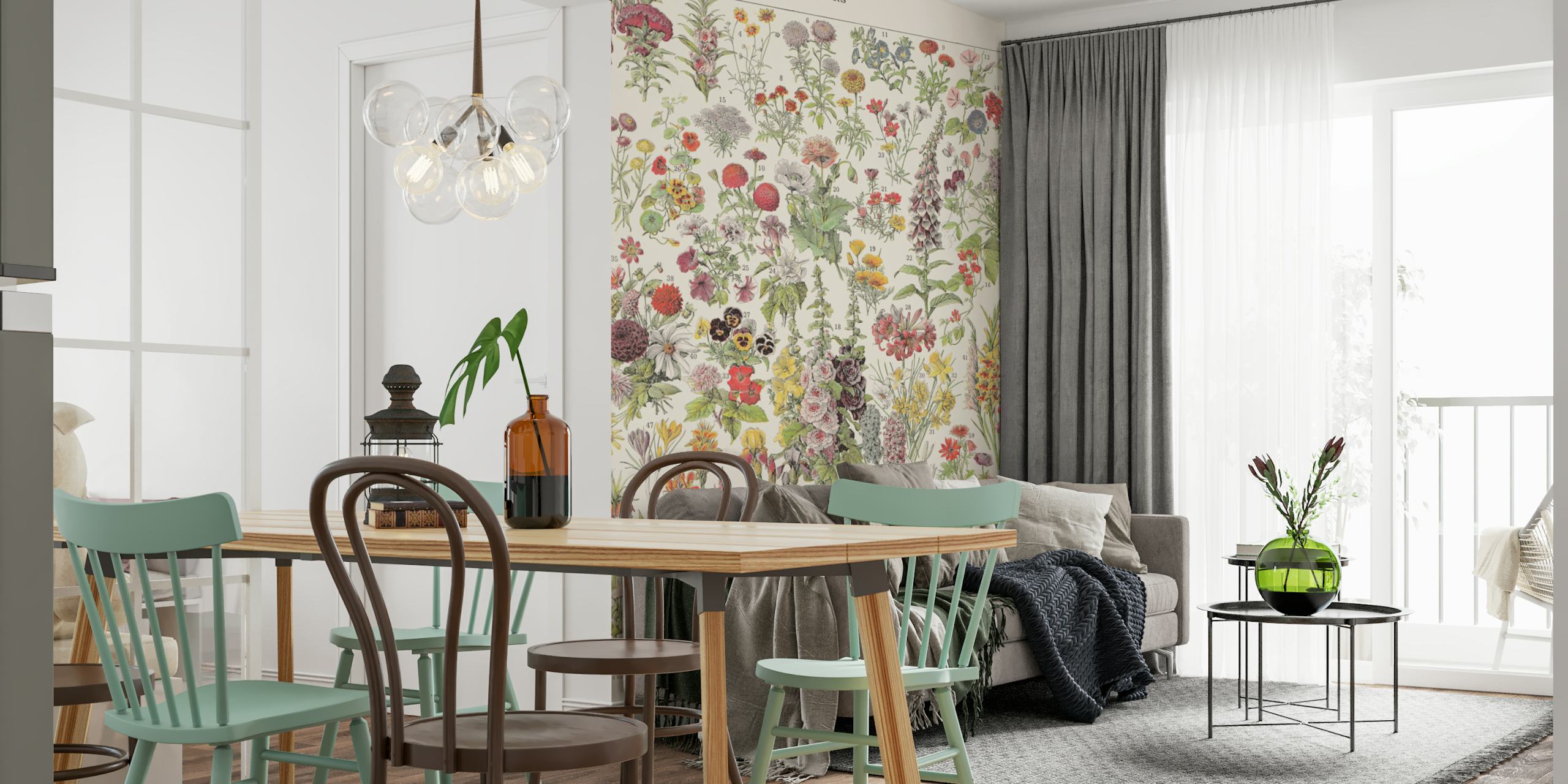 Blomstermønsterdesign med forskjellige blomster