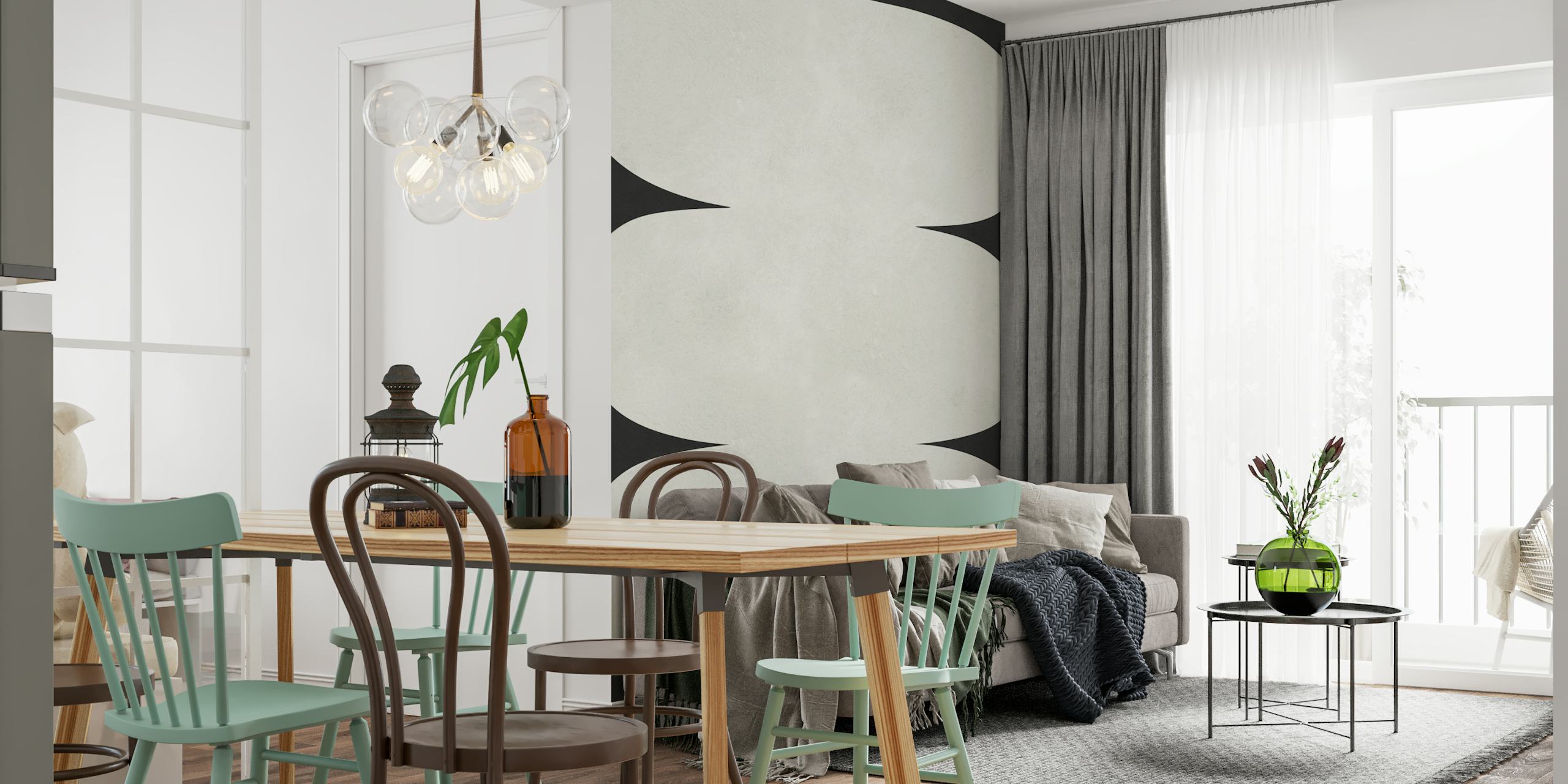 Tribal shapes 26 wallpaper weergegeven in een kamer