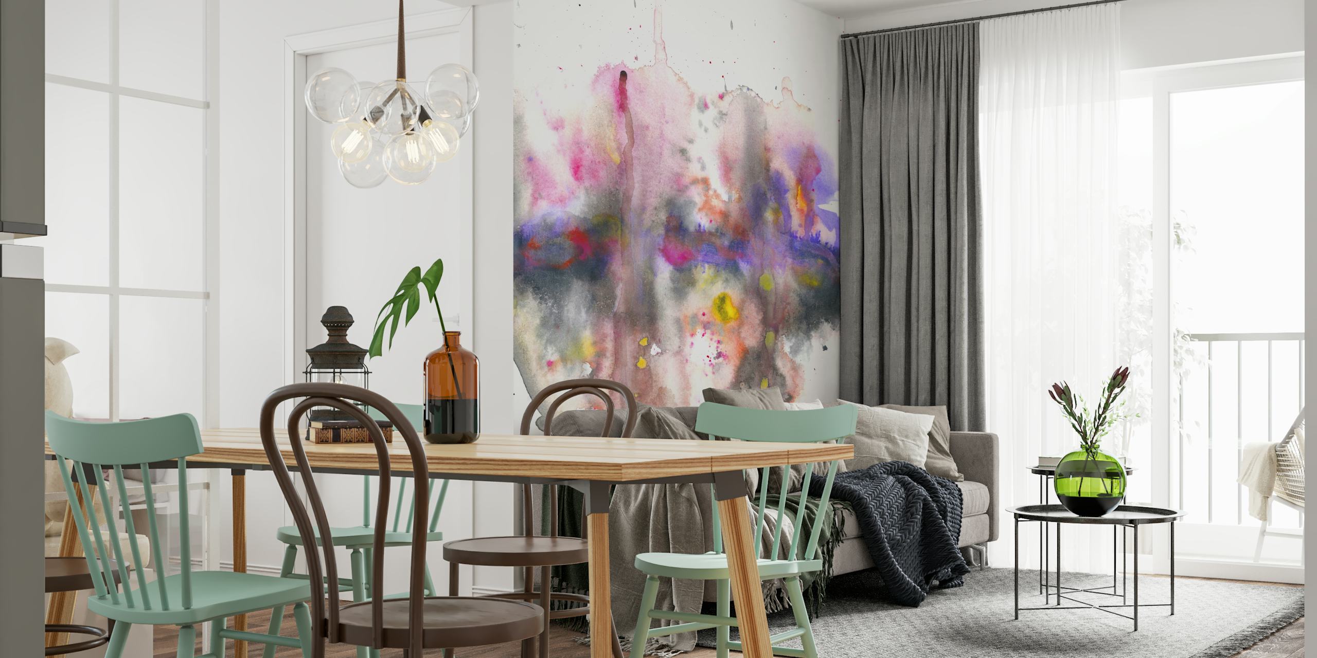 Landscape chaos wallpaper in a stylish room