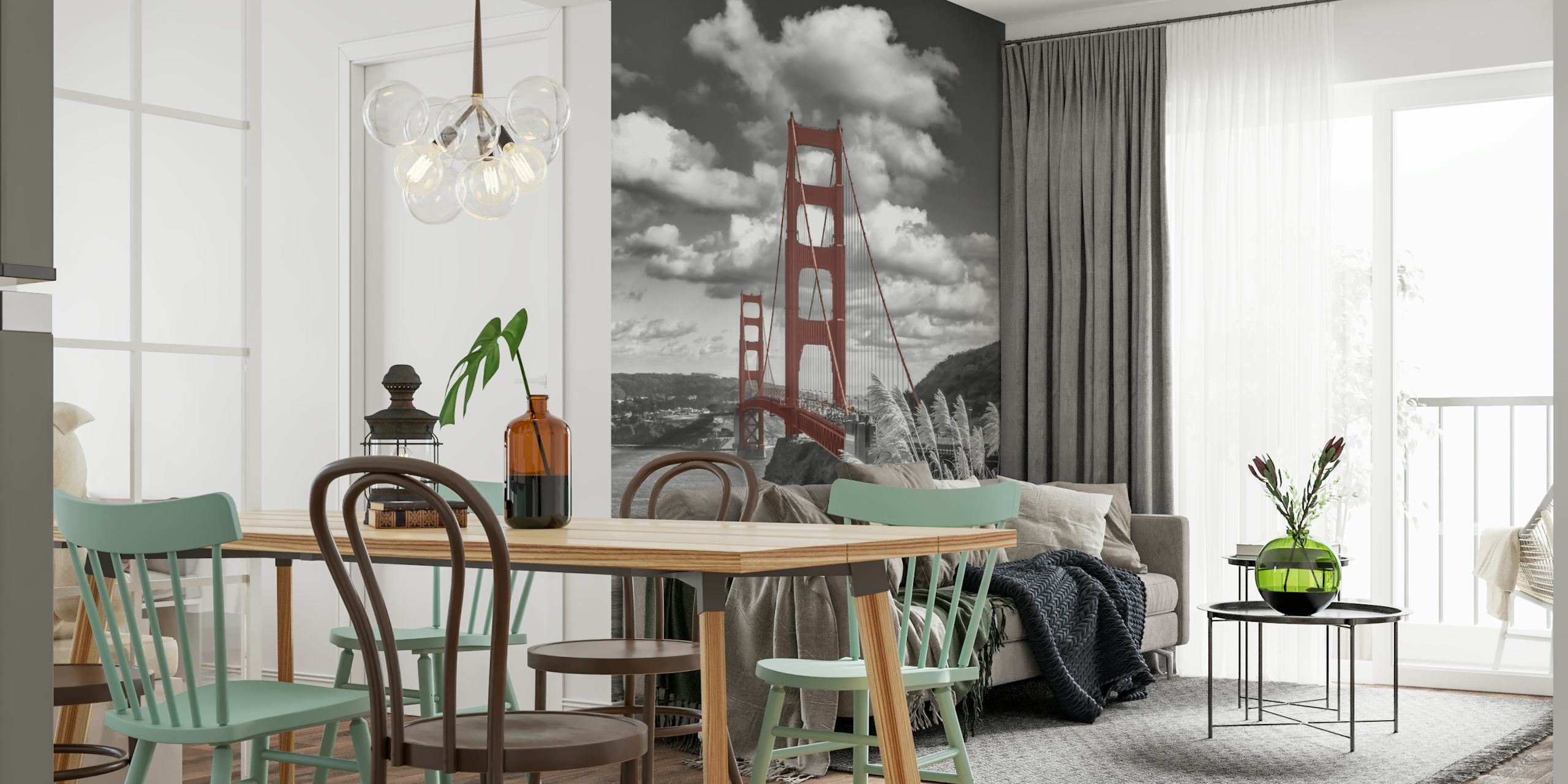 San Francisco Golden Gate Bridge Colorkey Carta Da Parati In Una Stanza